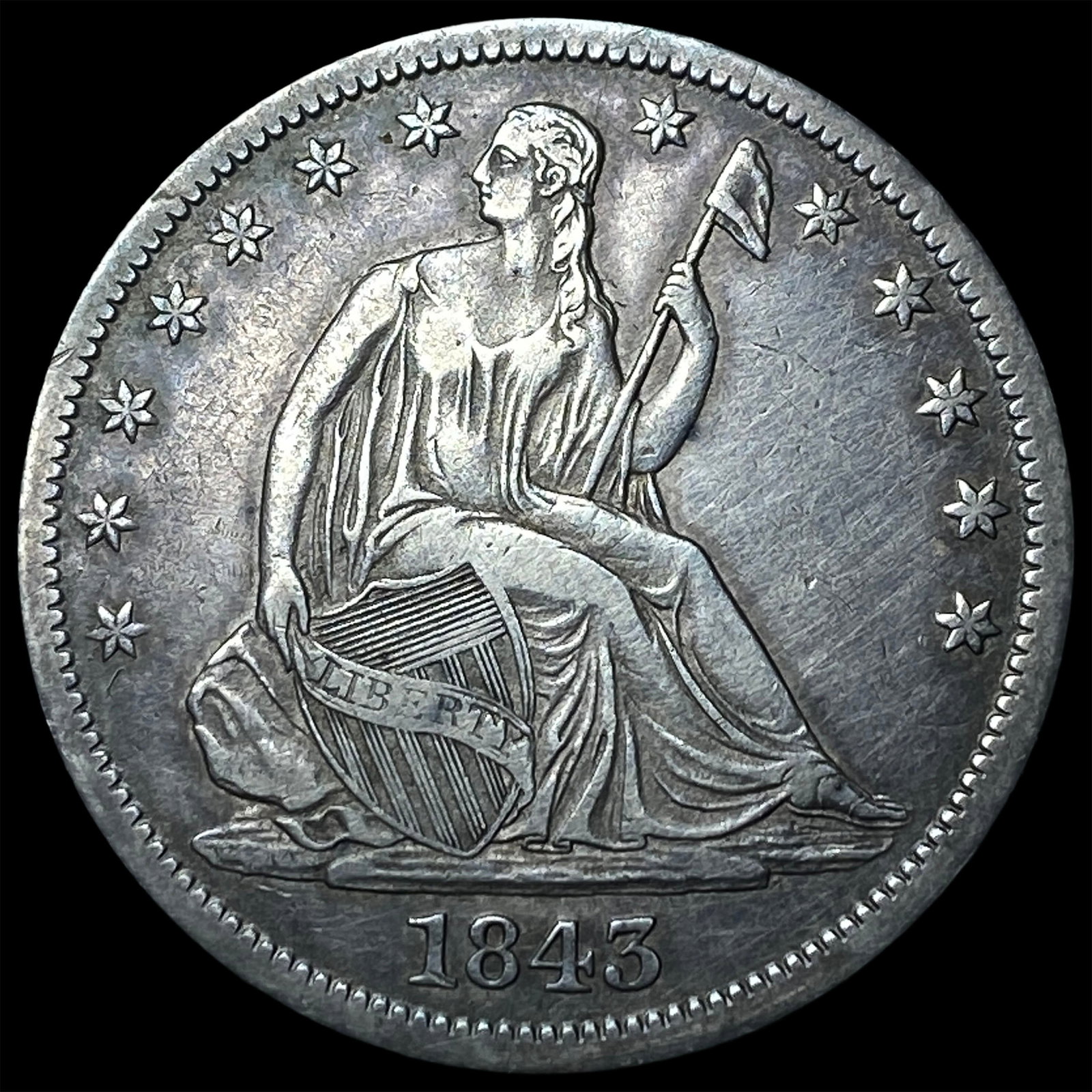 1843-O Silver Half Dollar NEARLY UNCIRCULATED: 1843-O Silver Half Dollar NEARLY UNCIRCULATED