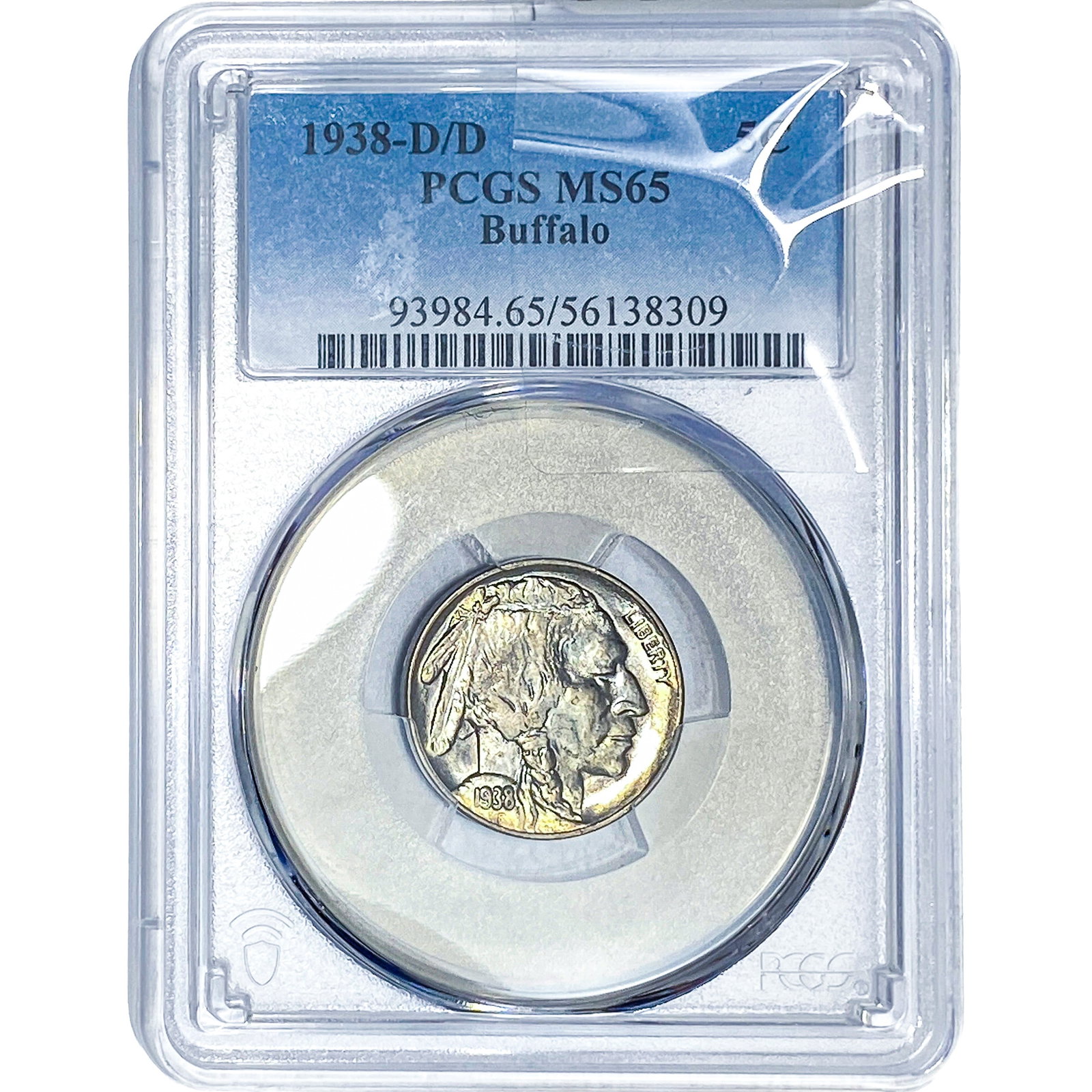 1938-D/D Buffalo Nickel PCGS MS64: 1938-D/D Buffalo Nickel PCGS MS64