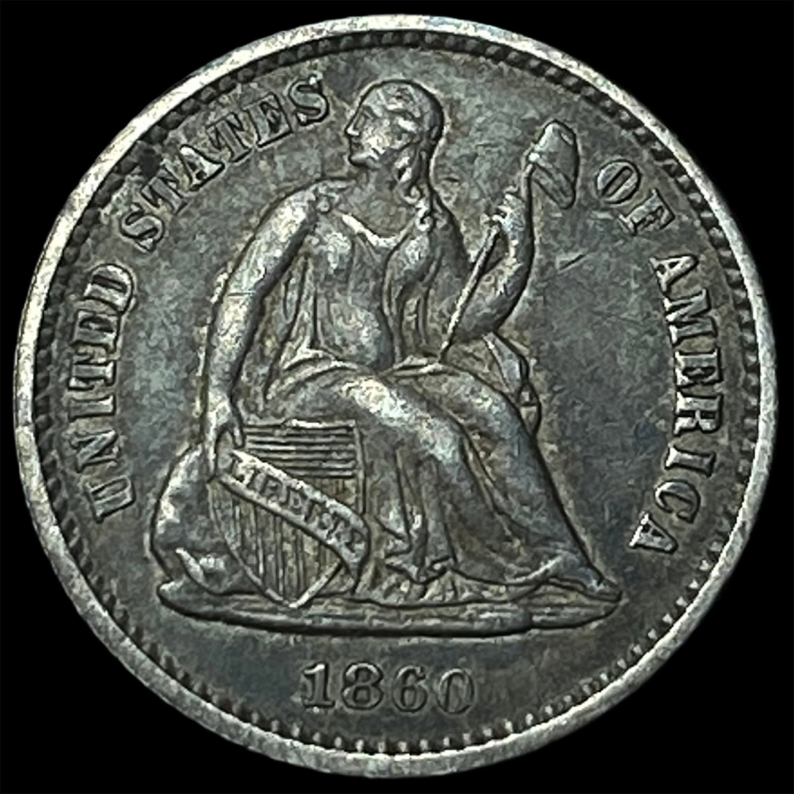 1860 Silver Half Dime CHOICE AU: 1860 Silver Half Dime CHOICE AU
