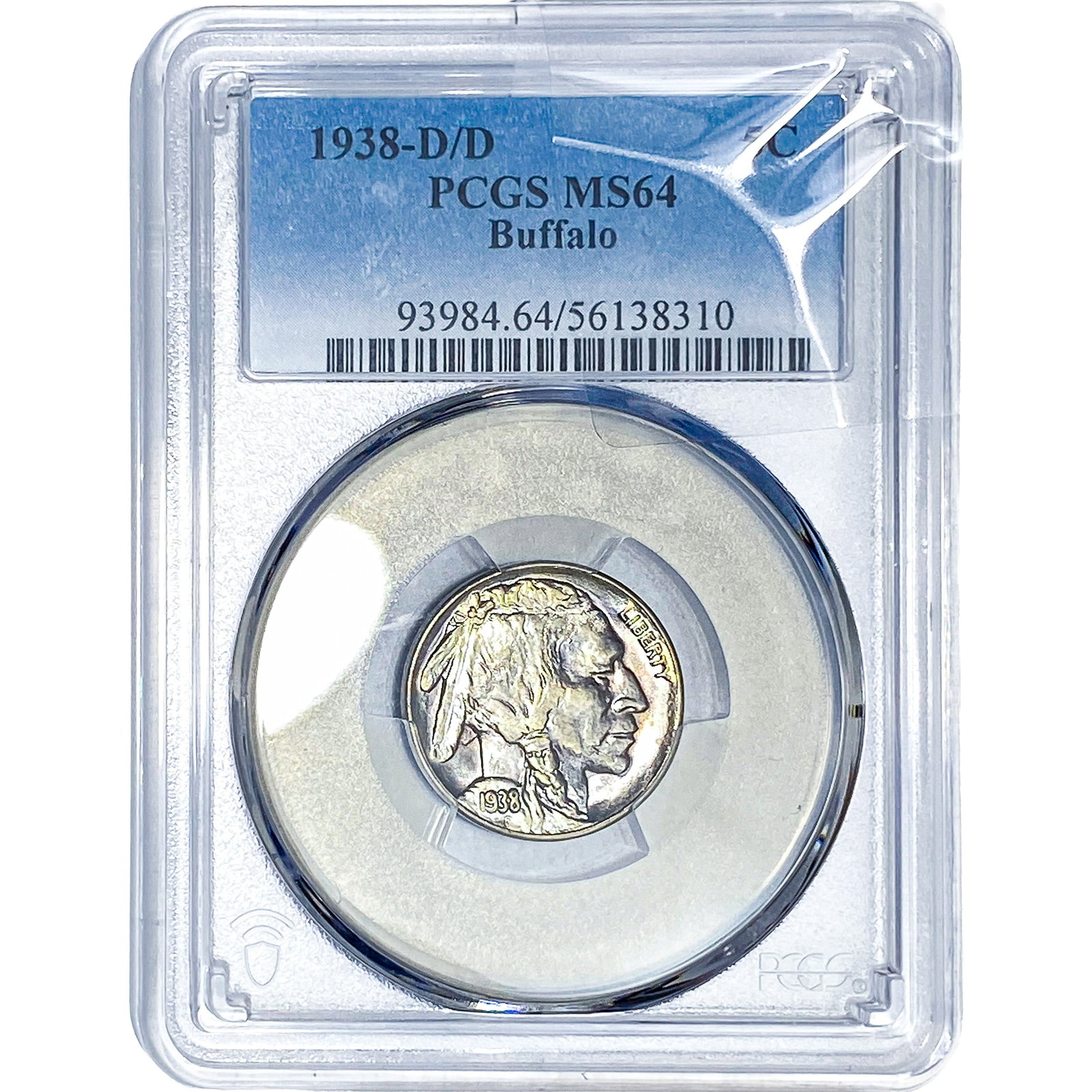 1938-D/D Buffalo Nickel PCGS MS64: 1938-D/D Buffalo Nickel PCGS MS64