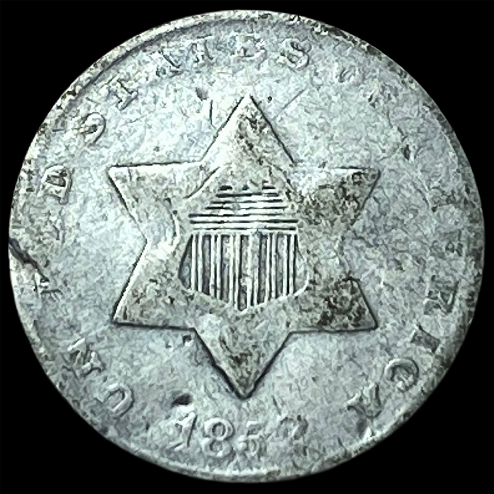 1852 Silver Three-Cent Piece NICELY CIRCULATED (1 of 2)