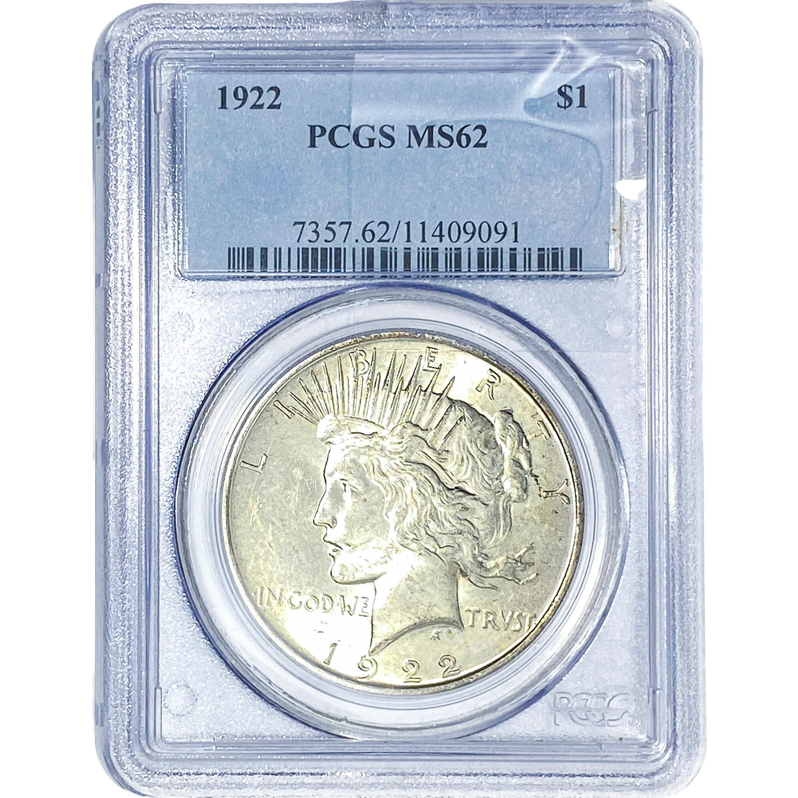 1922 Silver Peace Dollar PCGS MS62: 1922 Silver Peace Dollar PCGS MS62