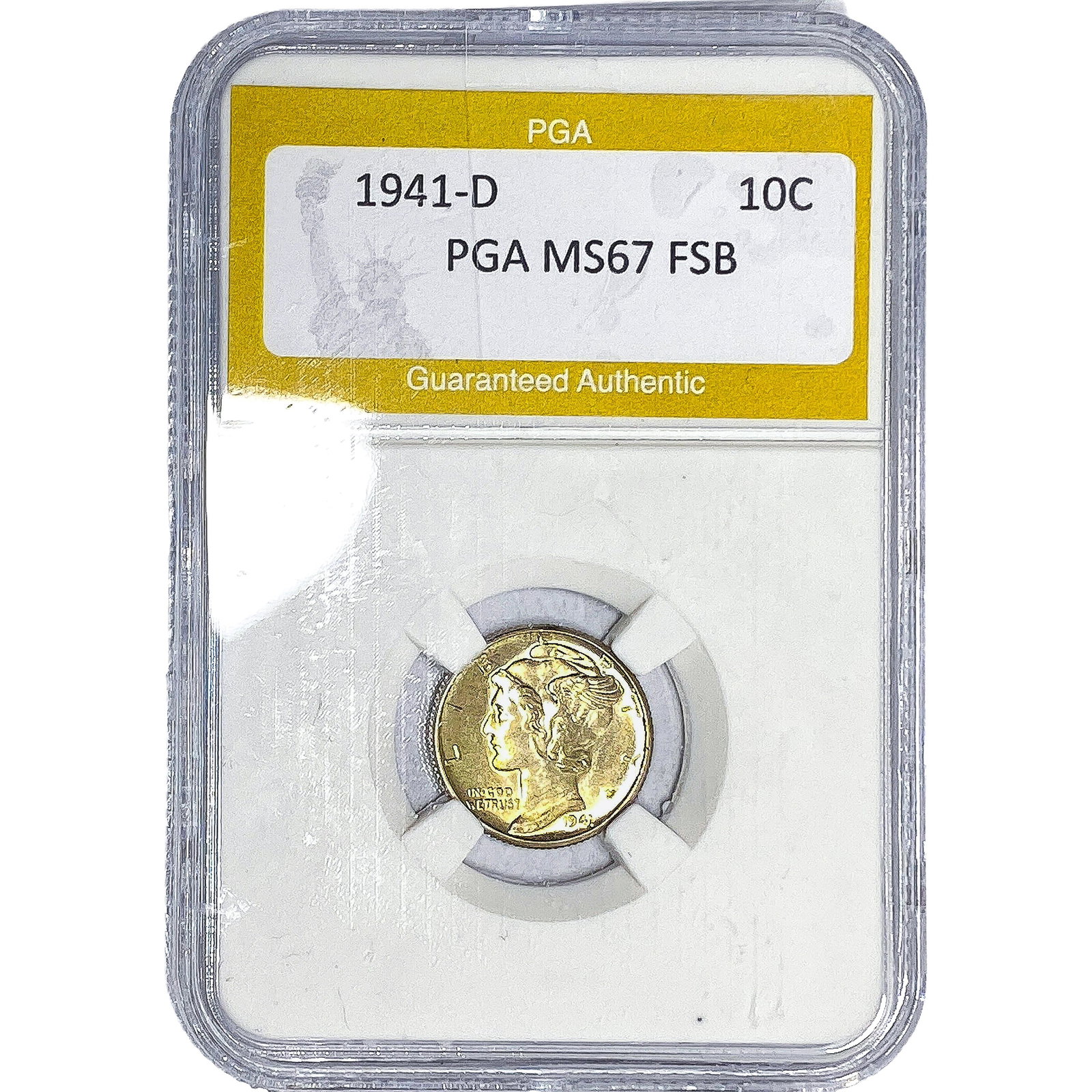 1941-D Mercury Silver Dime PGA MS67 FSB: 1941-D Mercury Silver Dime PGA MS67 FSB