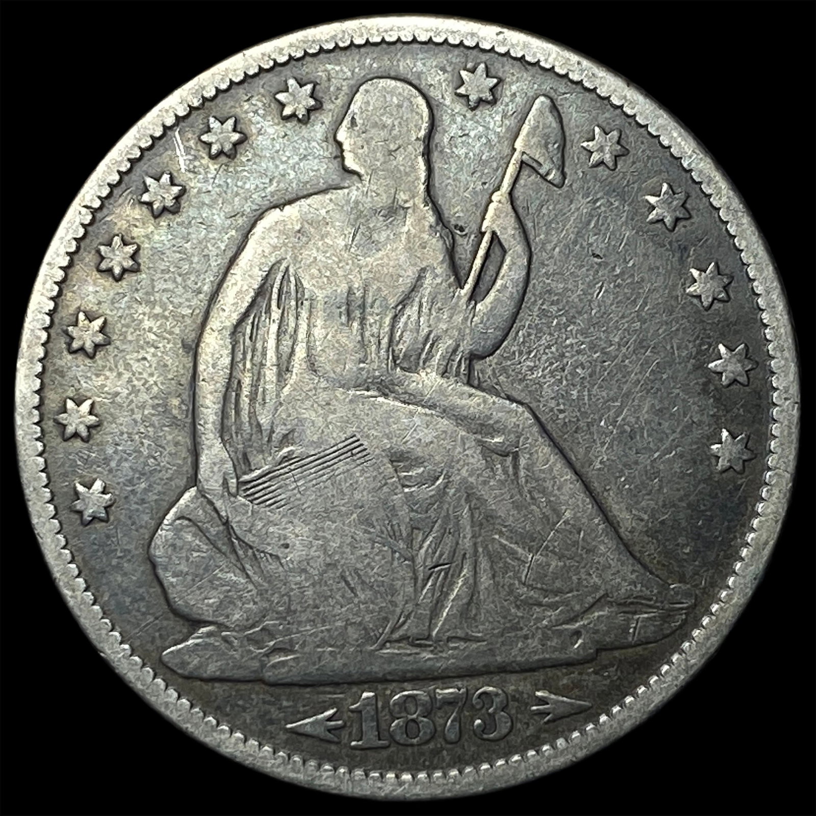 1873 Arrows Seated Liberty Half Dollar NEARLY UNCIRCULATED: 1873 Arrows Seated Liberty Half Dollar NEARLY UNCIRCULATED