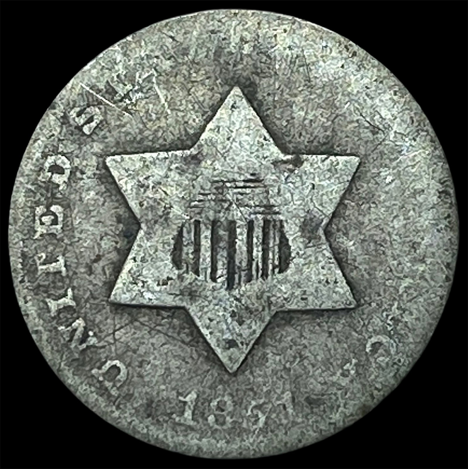1871 Silver Three-Cent Piece NICELY CIRCULATED: 1871 Silver Three-Cent Piece NICELY CIRCULATED