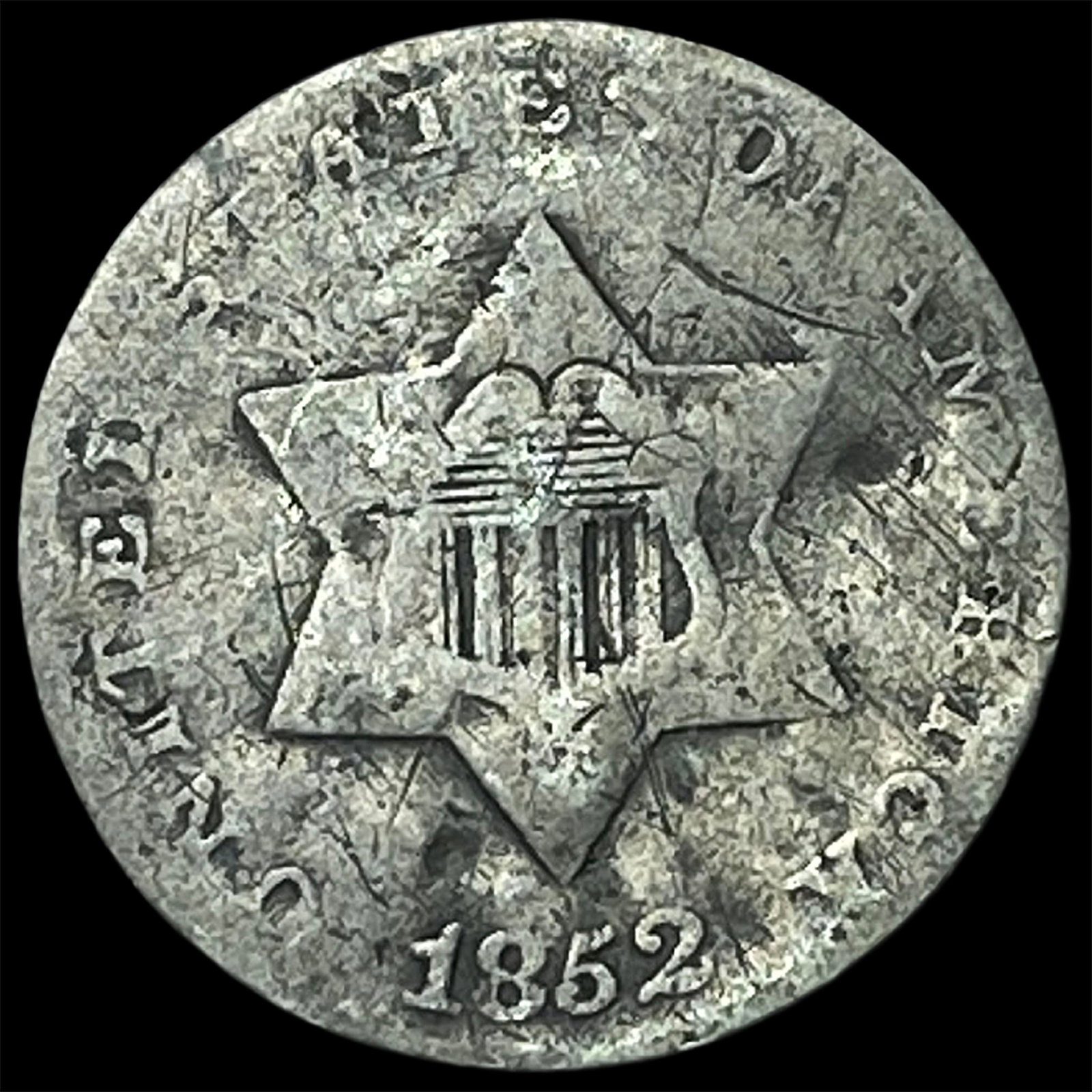 1852 Silver Three-Cent Piece NICELY CIRCULATED (1 of 2)