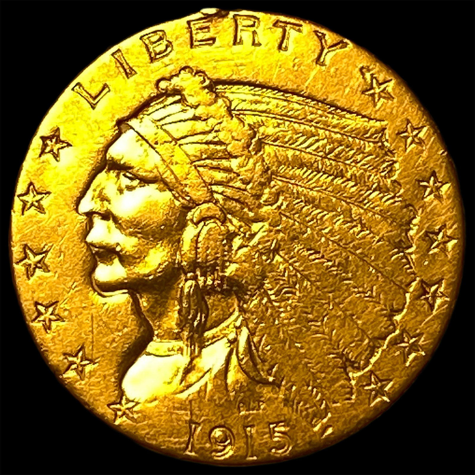 1915 Indian Head Gold $2.50 Quarter Eagle NEARLY UNCIRCULATED (1 of 2)