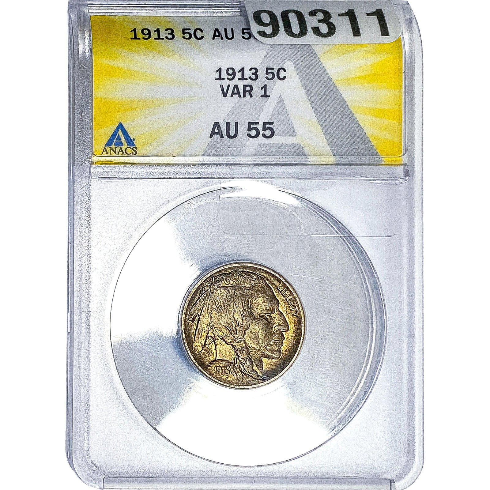 1913 Buffalo Nickel ANACS AU55: 1913 Buffalo Nickel ANACS AU55
