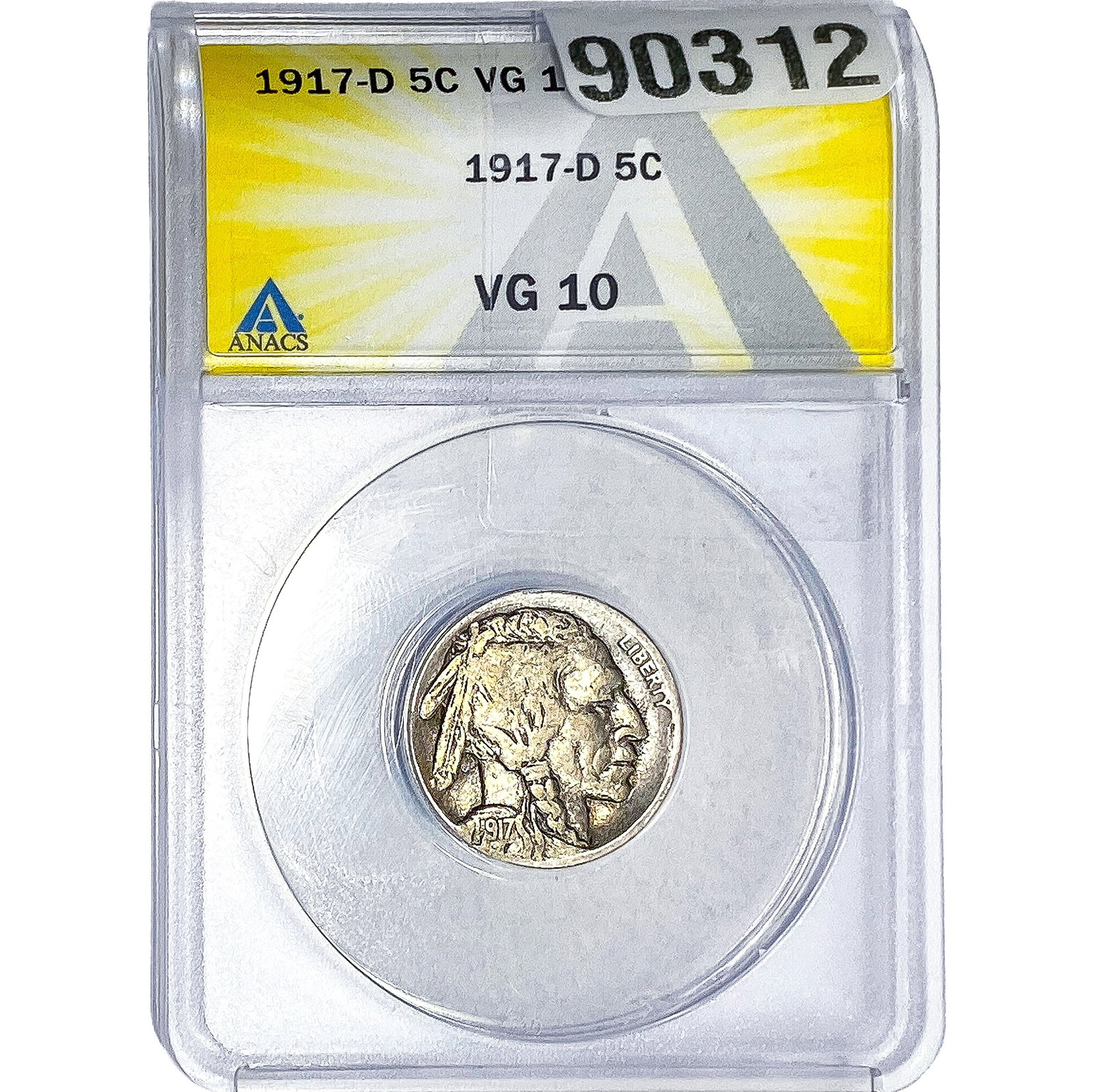 1917-D Buffalo Nickel ANACS AU25: 1917-D Buffalo Nickel ANACS AU25
