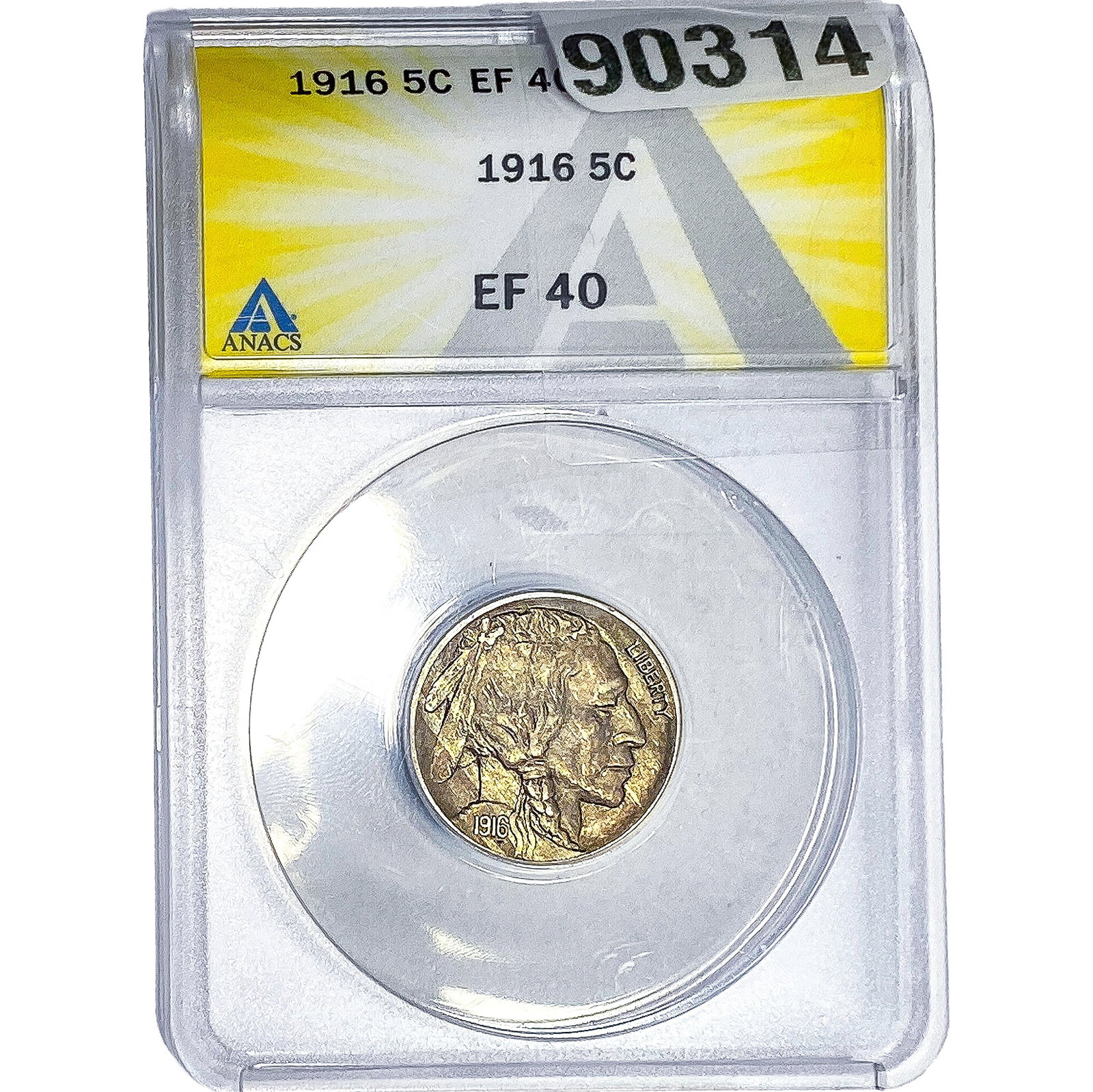 1916 Buffalo Nickel ANACS EF40: 1916 Buffalo Nickel ANACS EF40