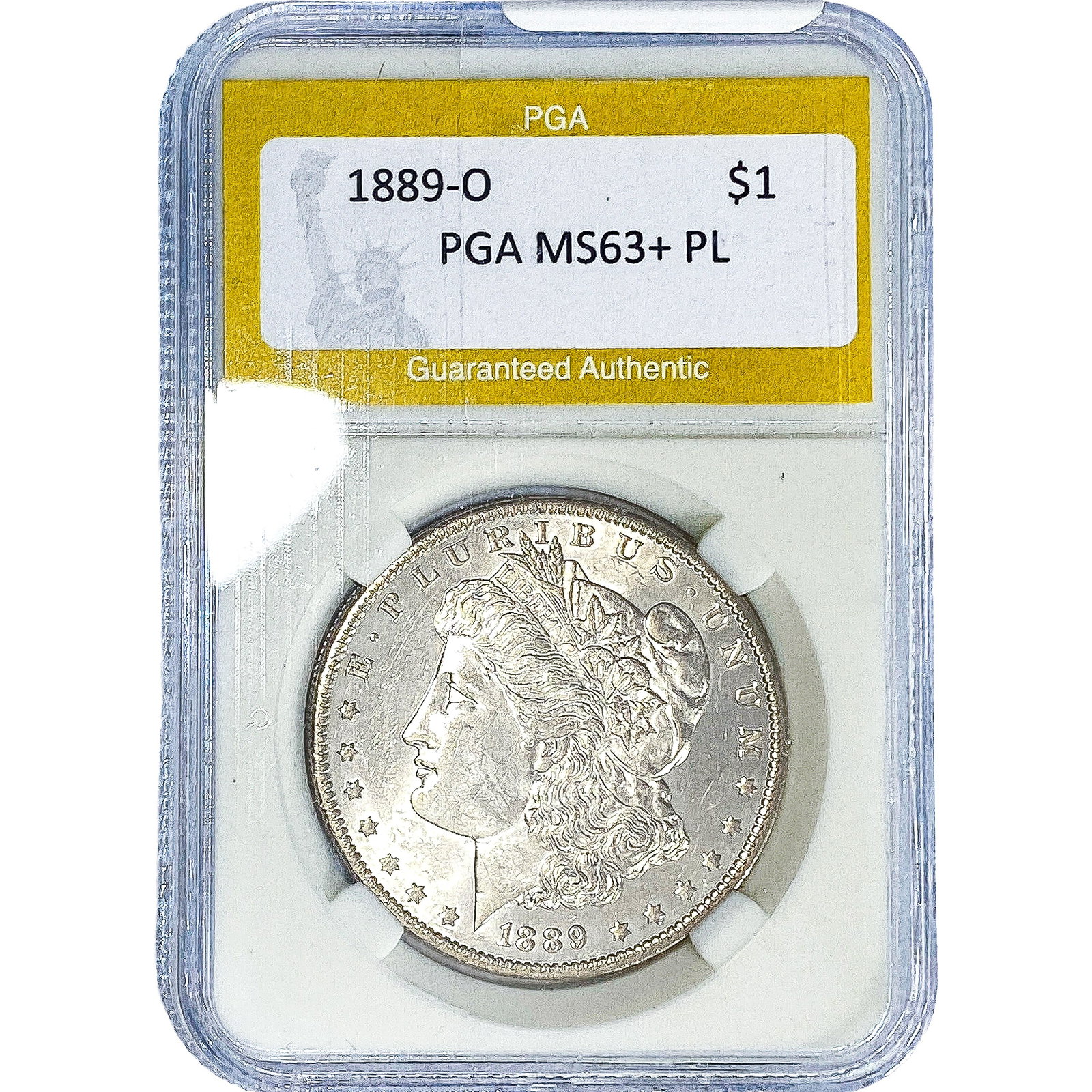 1889-O Morgan Silver Dollar PGA MS63+ PL: 1889-O Morgan Silver Dollar PGA MS63+ PL