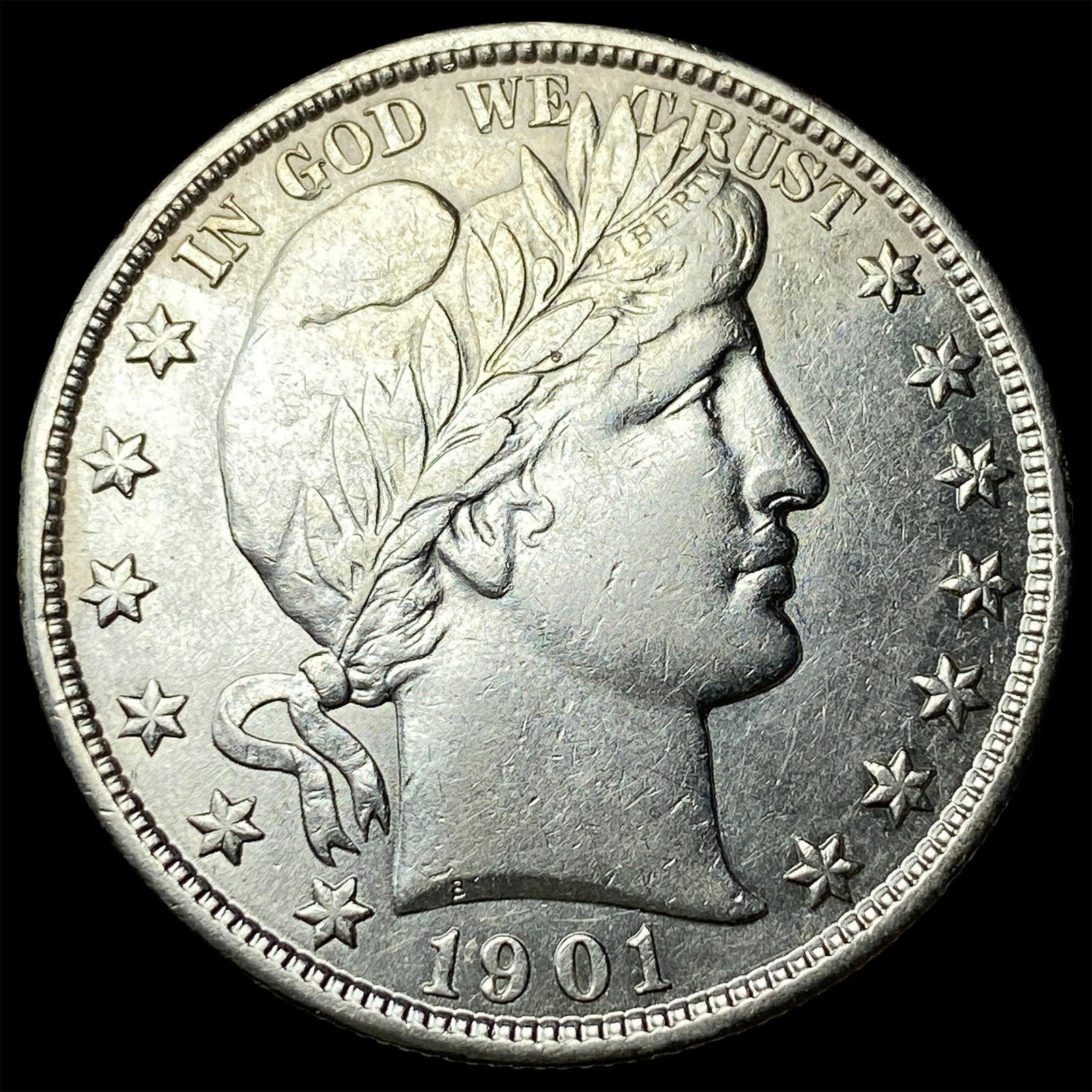 1901 Silver Barber Half Dollar CLOSELY UNCIRCULATED: 1901 Silver Barber Half Dollar CLOSELY UNCIRCULATED