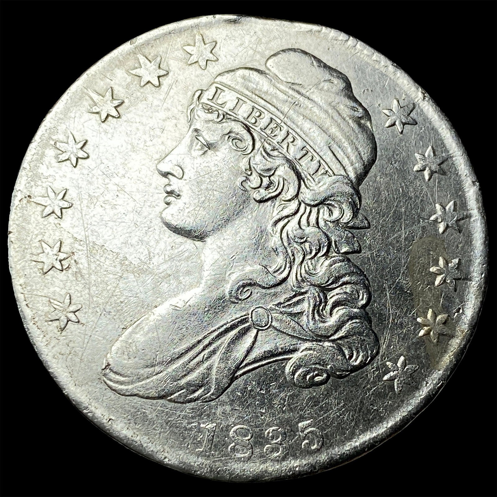1835 Capped Bust Half Dollar CLOSELY UNCIRCULATED: 1835 Capped Bust Half Dollar CLOSELY UNCIRCULATED