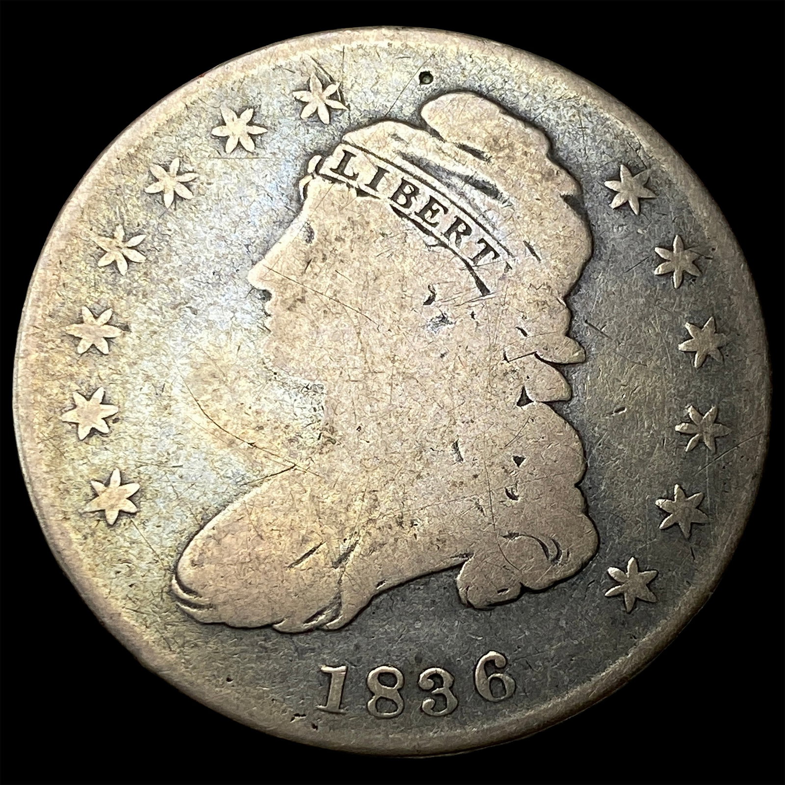 1836 Capped Bust Half Dollar NICELY CIRCULATED: 1836 Capped Bust Half Dollar NICELY CIRCULATED