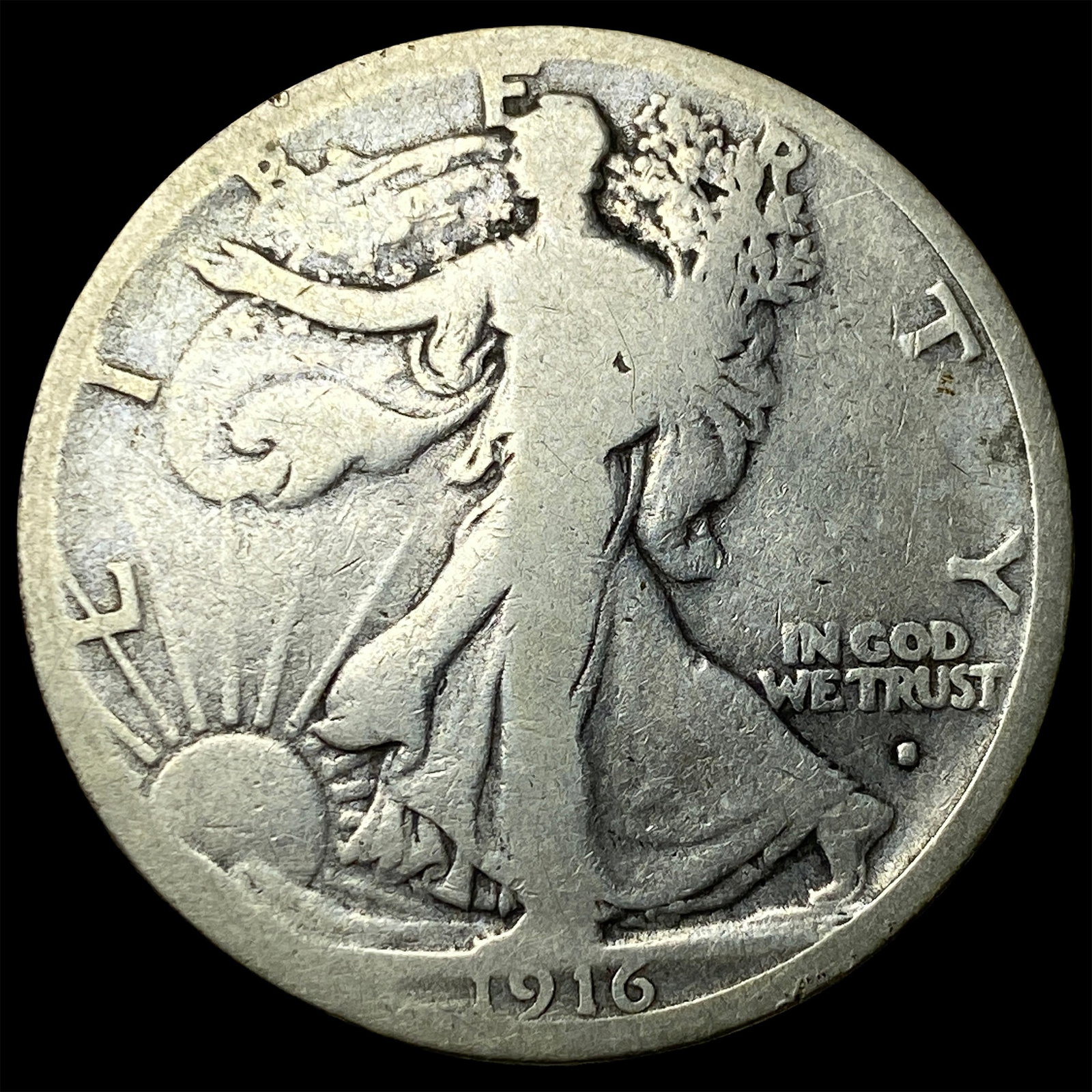 1916-S Walking Liberty Half Dollar NICELY CIRCULATED: 1916-S Walking Liberty Half Dollar NICELY CIRCULATED