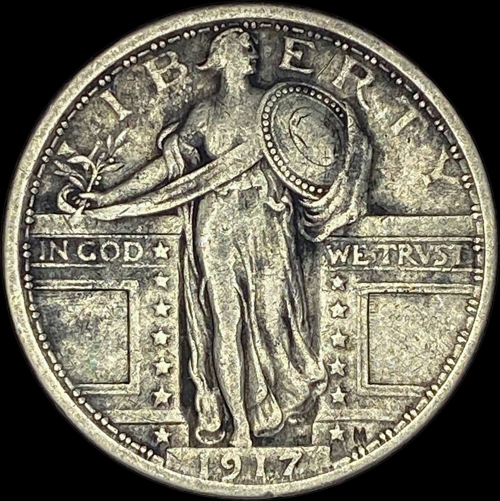 1917 Type 1 Standing Liberty Quarter NEARLY UNCIRCULATED: 1917 Type 1 Standing Liberty Quarter NEARLY UNCIRCULATED