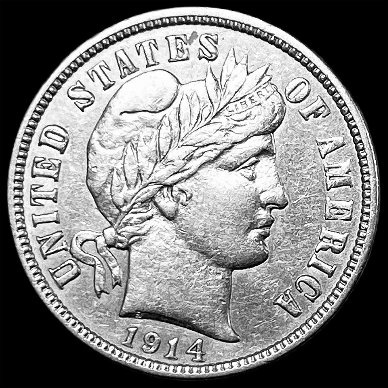 1914-D Silver Barber Dime CLOSELY UNCIRCULATED: 1914-D Silver Barber Dime CLOSELY UNCIRCULATED