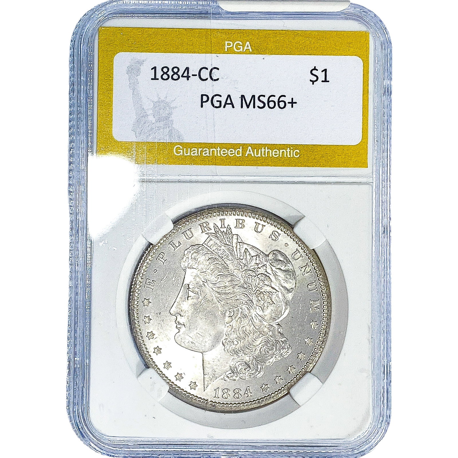 1884-CC Morgan Silver Dollar PGA MS66+: 1884-CC Morgan Silver Dollar PGA MS66+