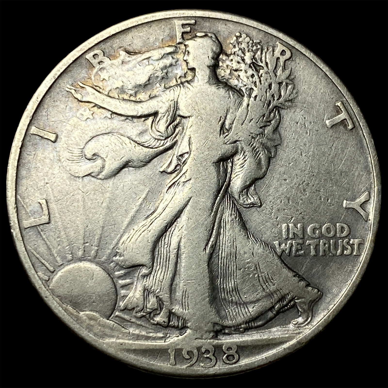 1938-D Silver Walking Liberty Half Dollar LIGHTLY CIRCULATED: 1938-D Silver Walking Liberty Half Dollar LIGHTLY CIRCULATED
