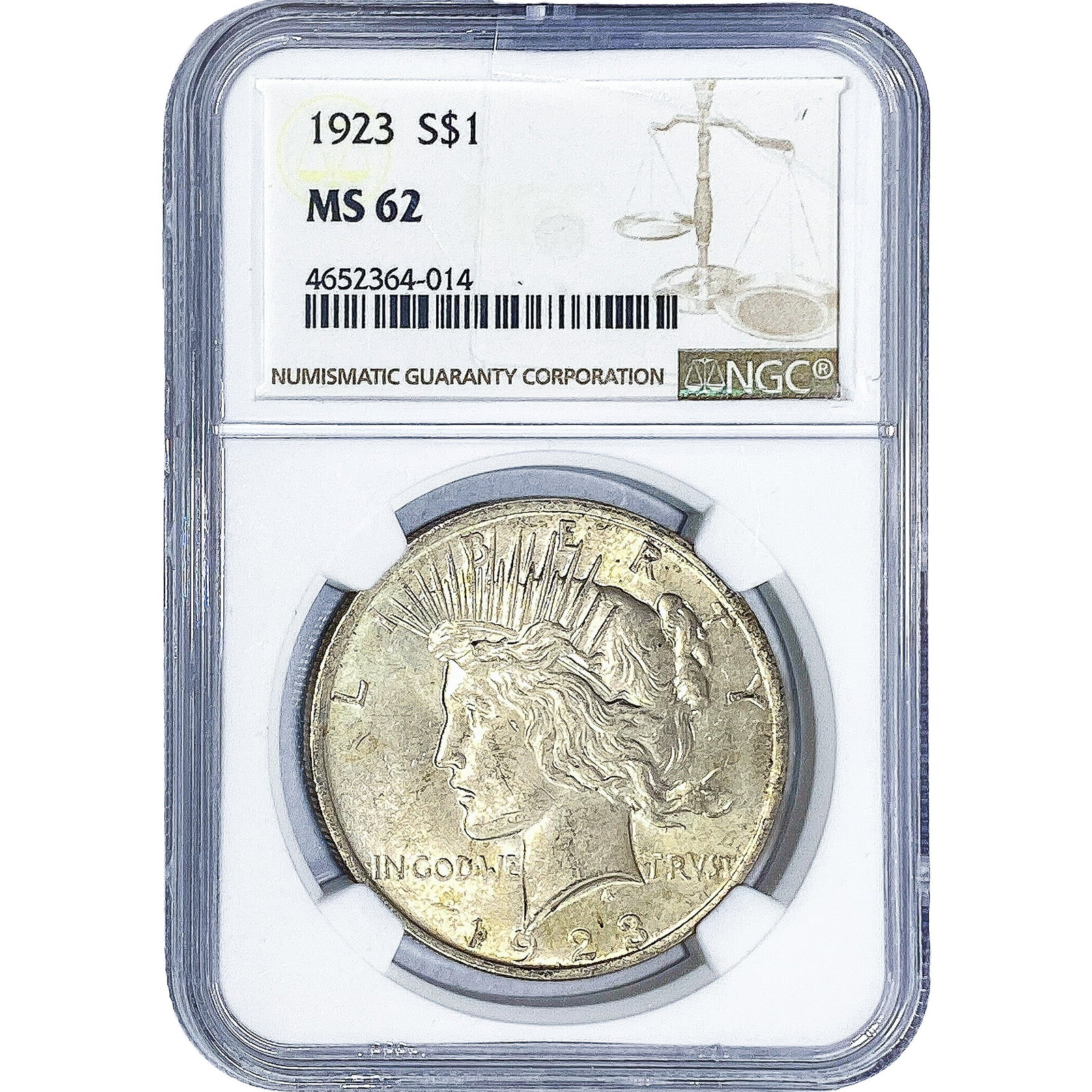 1923 Silver Peace Dollar NGC MS62 (1 of 2)