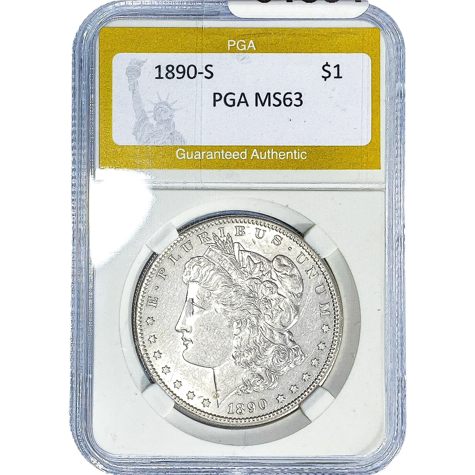 1890-S Morgan Silver Dollar PGA MS63: 1890-S Morgan Silver Dollar PGA MS63