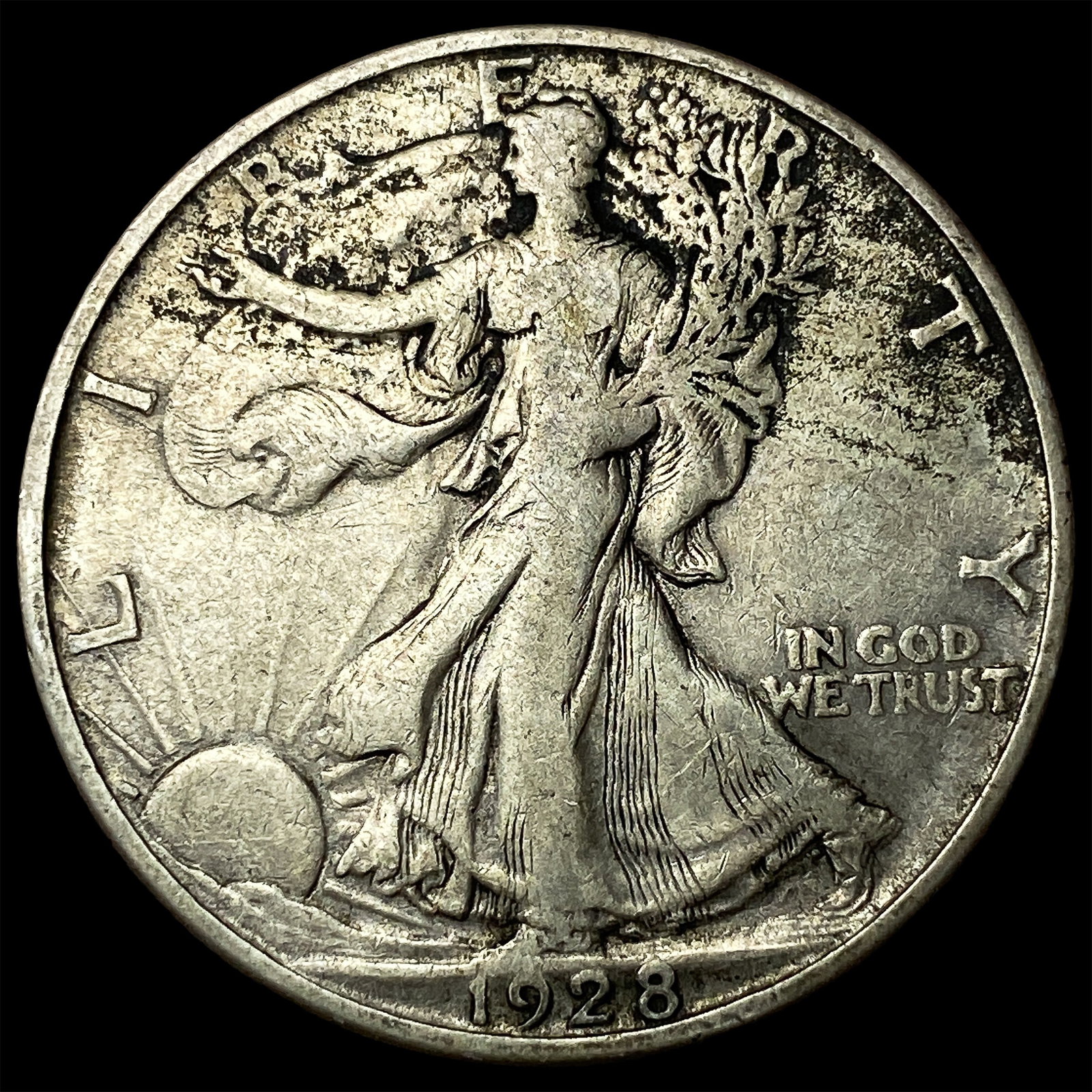 1928-S Silver Walking Liberty Half Dollar LIGHTLY CIRCULATED: 1928-S Silver Walking Liberty Half Dollar LIGHTLY CIRCULATED