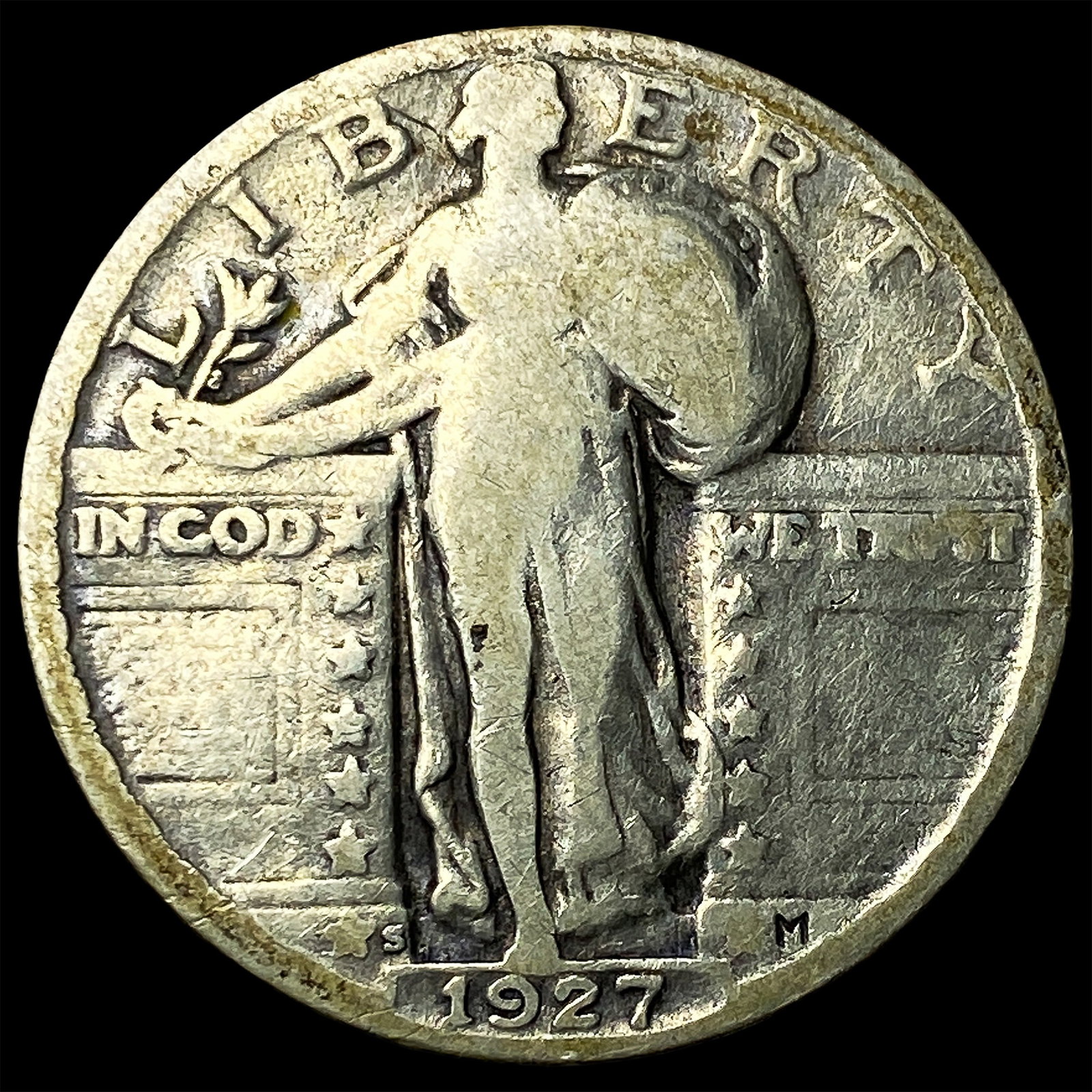 1927-S Silver Standing Liberty Quarter NICELY CIRCULATED: 1927-S Silver Standing Liberty Quarter NICELY CIRCULATED