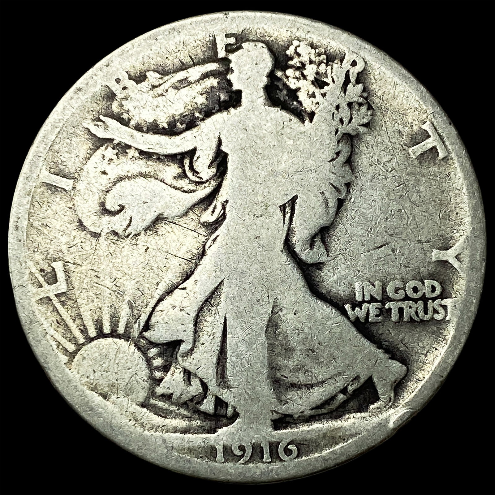 1916 Silver Walking Liberty Half Dollar NICELY CIRCULATED: 1916 Silver Walking Liberty Half Dollar NICELY CIRCULATED