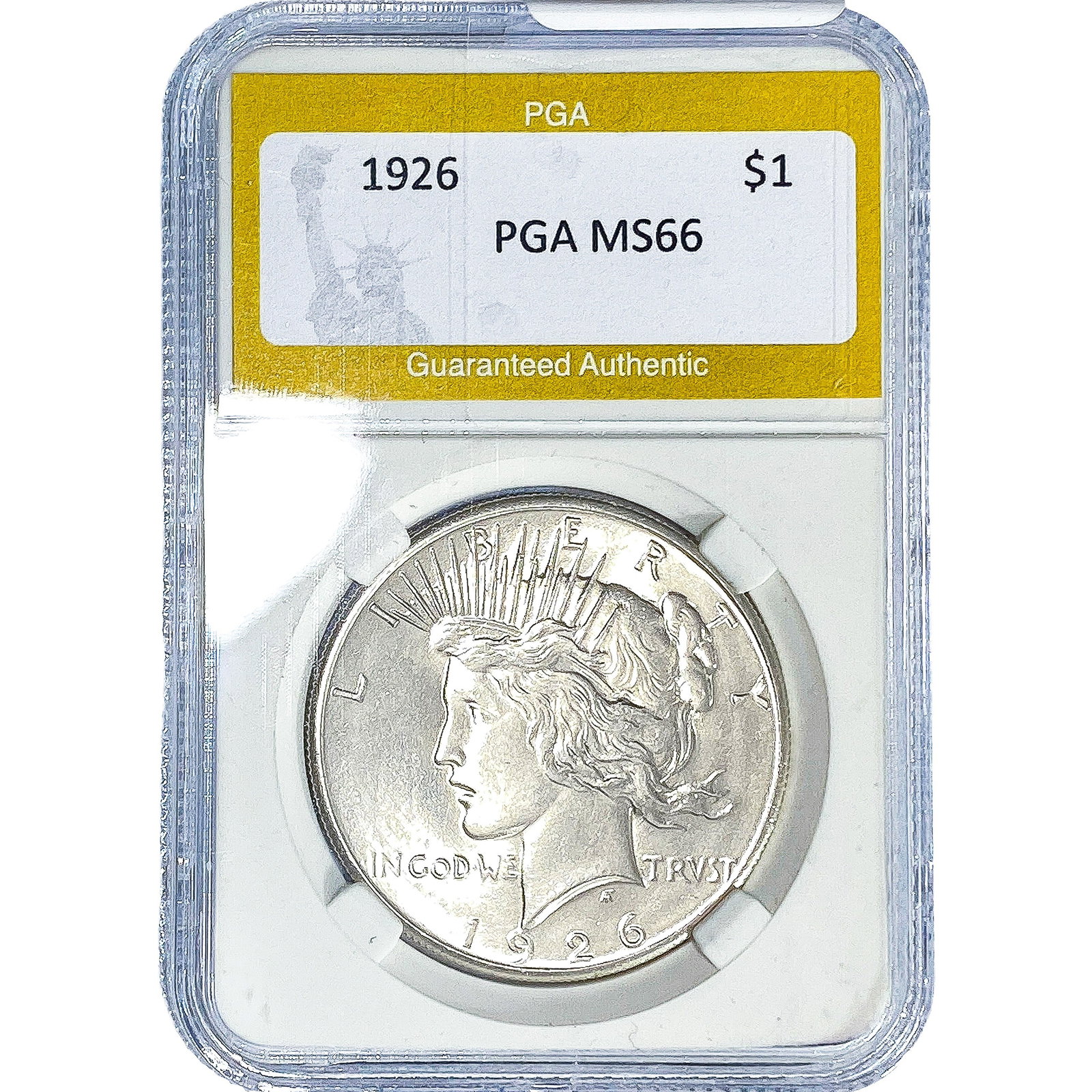 1926 Silver Peace Dollar PGA MS66: 1926 Silver Peace Dollar PGA MS66