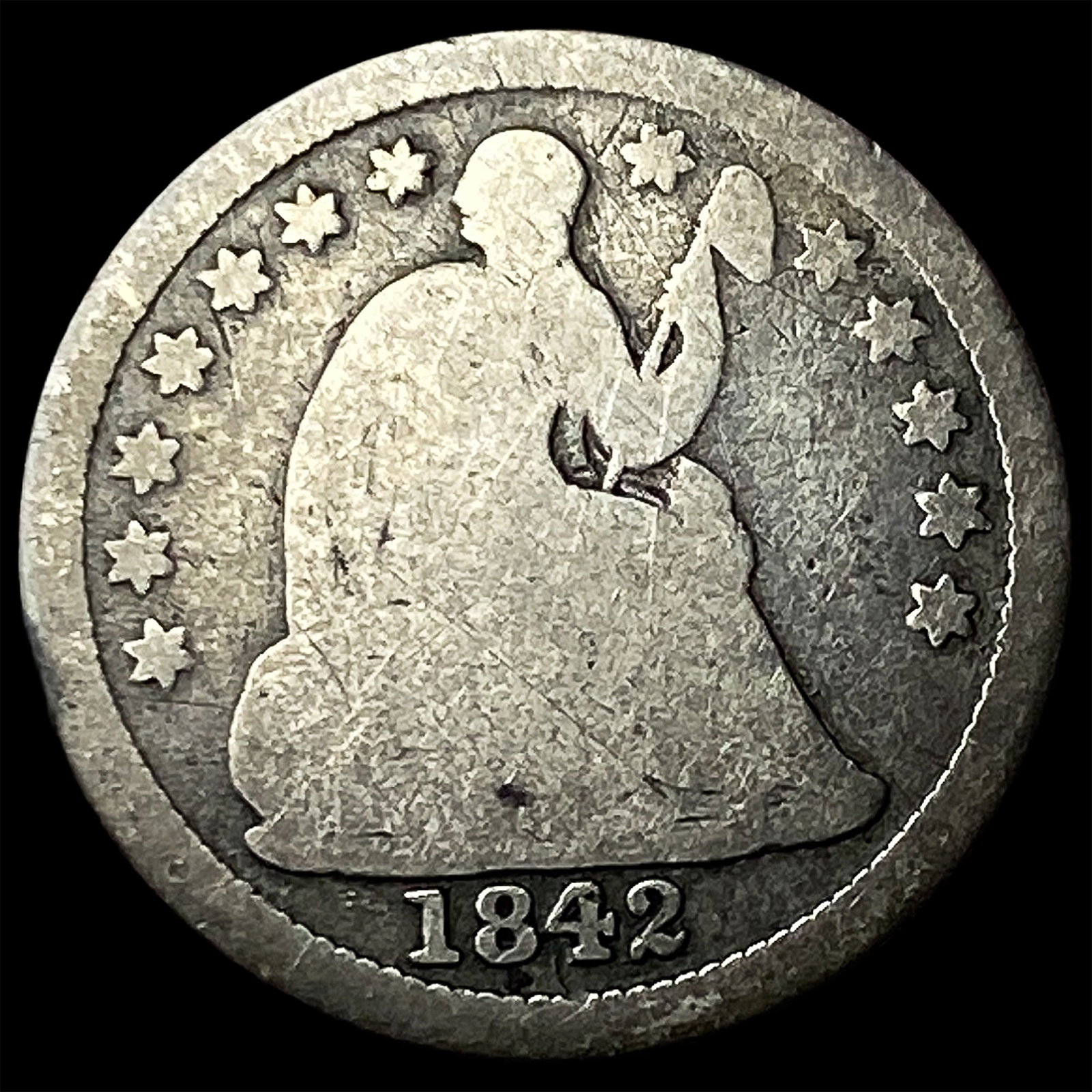 1842 Seated Liberty Half Dime NICELY CIRCULATED: 1842 Seated Liberty Half Dime NICELY CIRCULATED