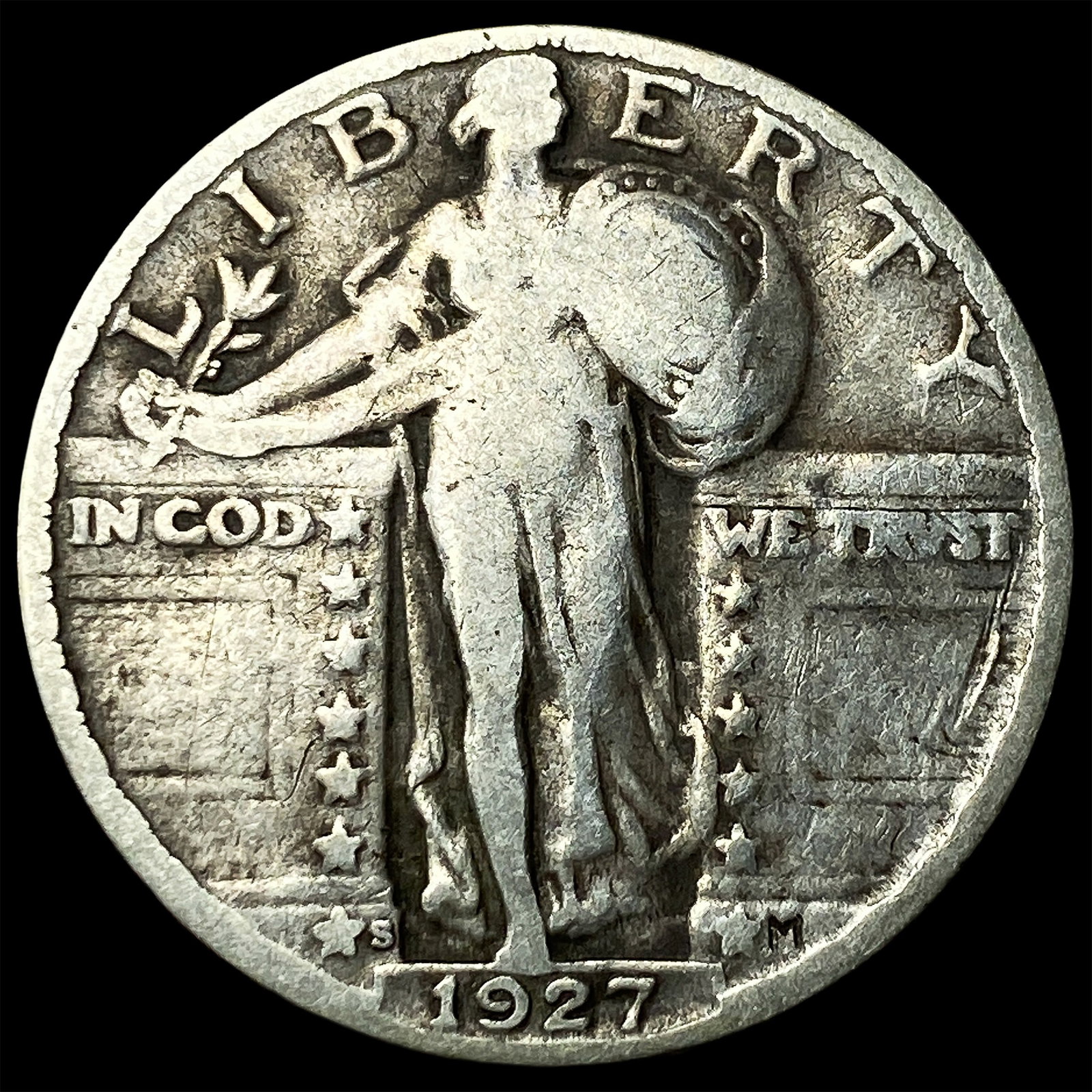 1927-S Silver Standing Liberty Quarter NICELY CIRCULATED: 1927-S Silver Standing Liberty Quarter NICELY CIRCULATED