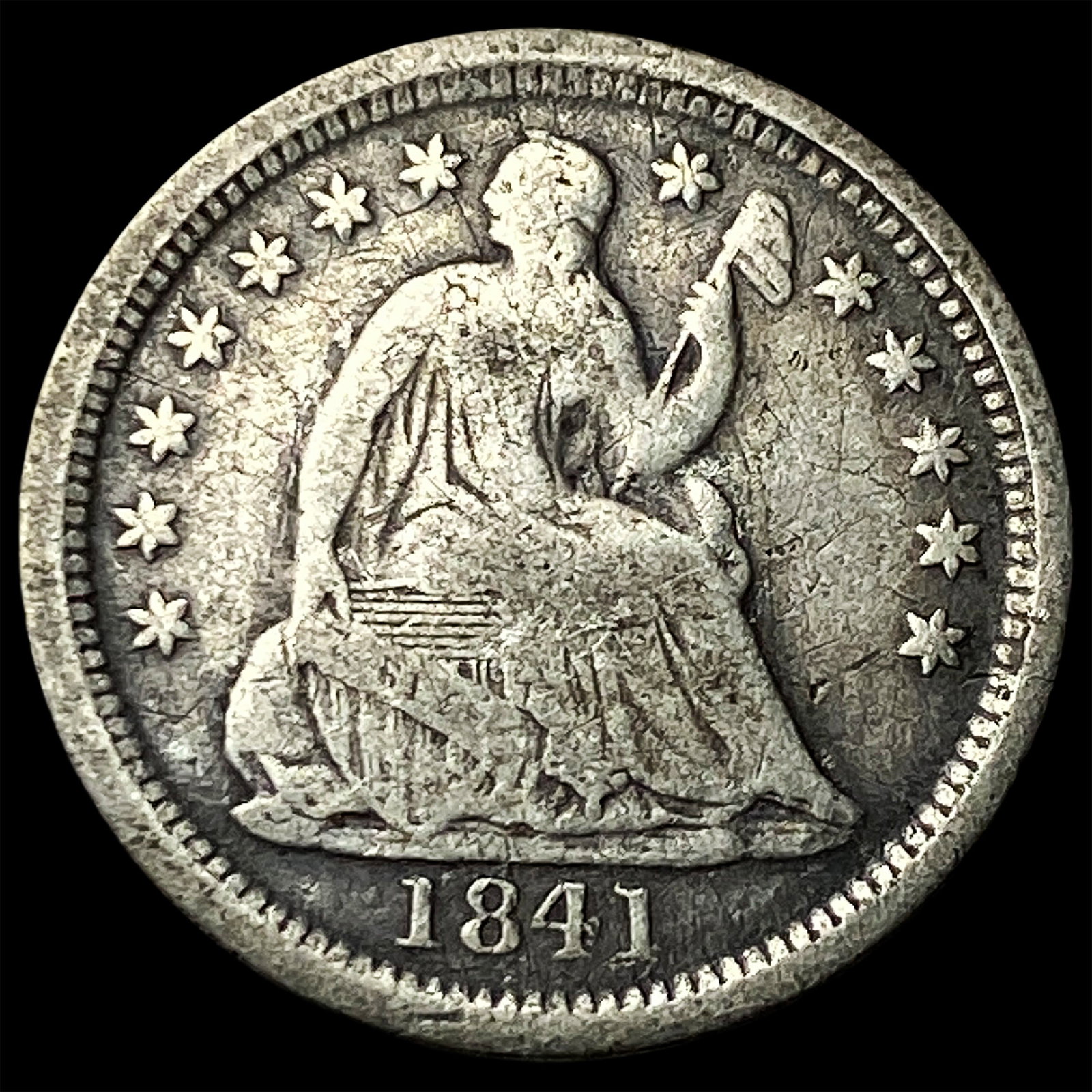 1841-O Silver Seated Liberty Half Dime LIGHTLY CIRCULATED: 1841-O Silver Seated Liberty Half Dime LIGHTLY CIRCULATED