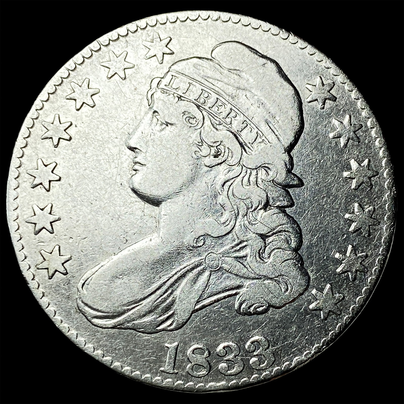 1833 Capped Bust Half Dollar NEARLY UNCIRCULATED: 1833 Capped Bust Half Dollar NEARLY UNCIRCULATED