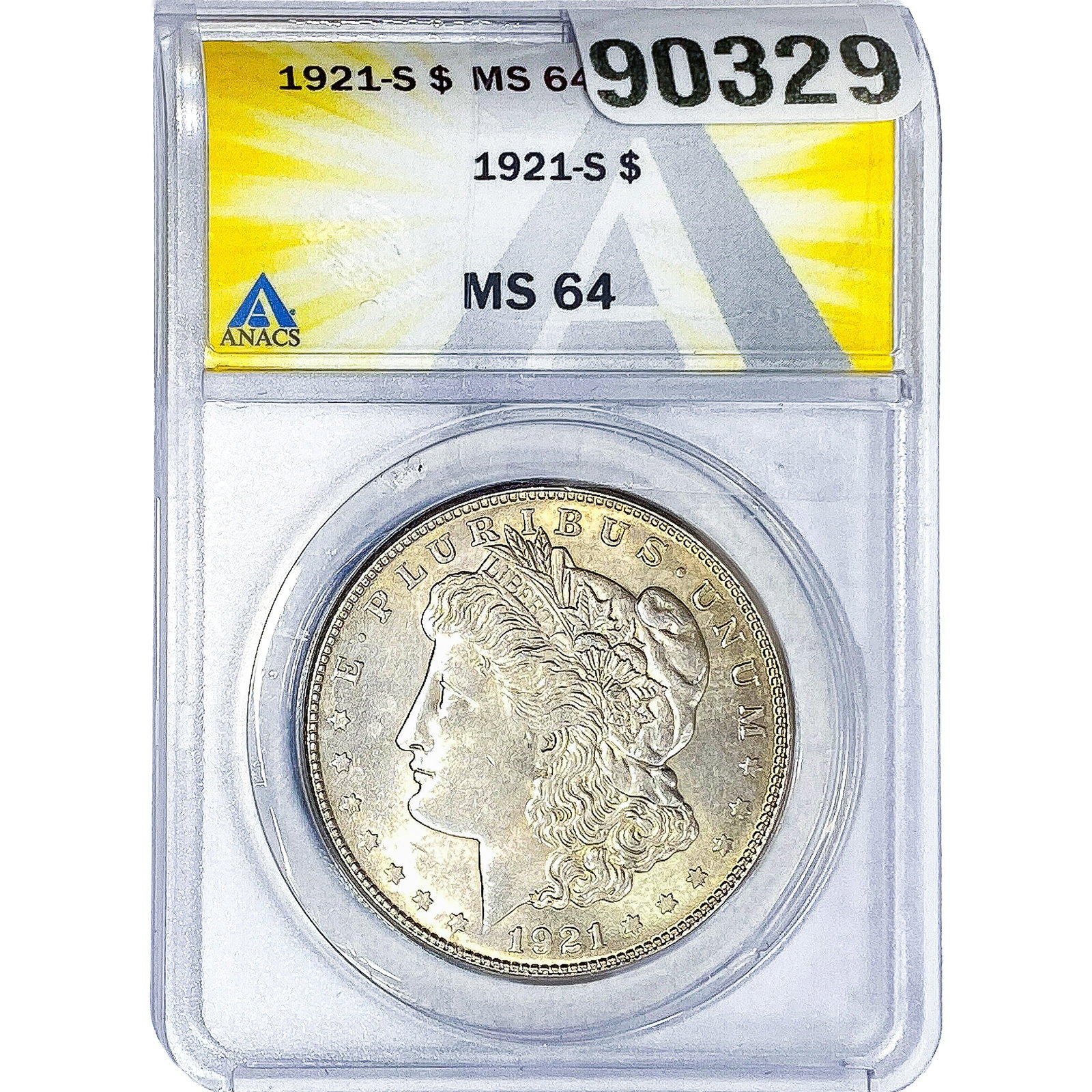 1921-S Morgan Silver Dollar ANACS MS64: 1921-S Morgan Silver Dollar ANACS MS64