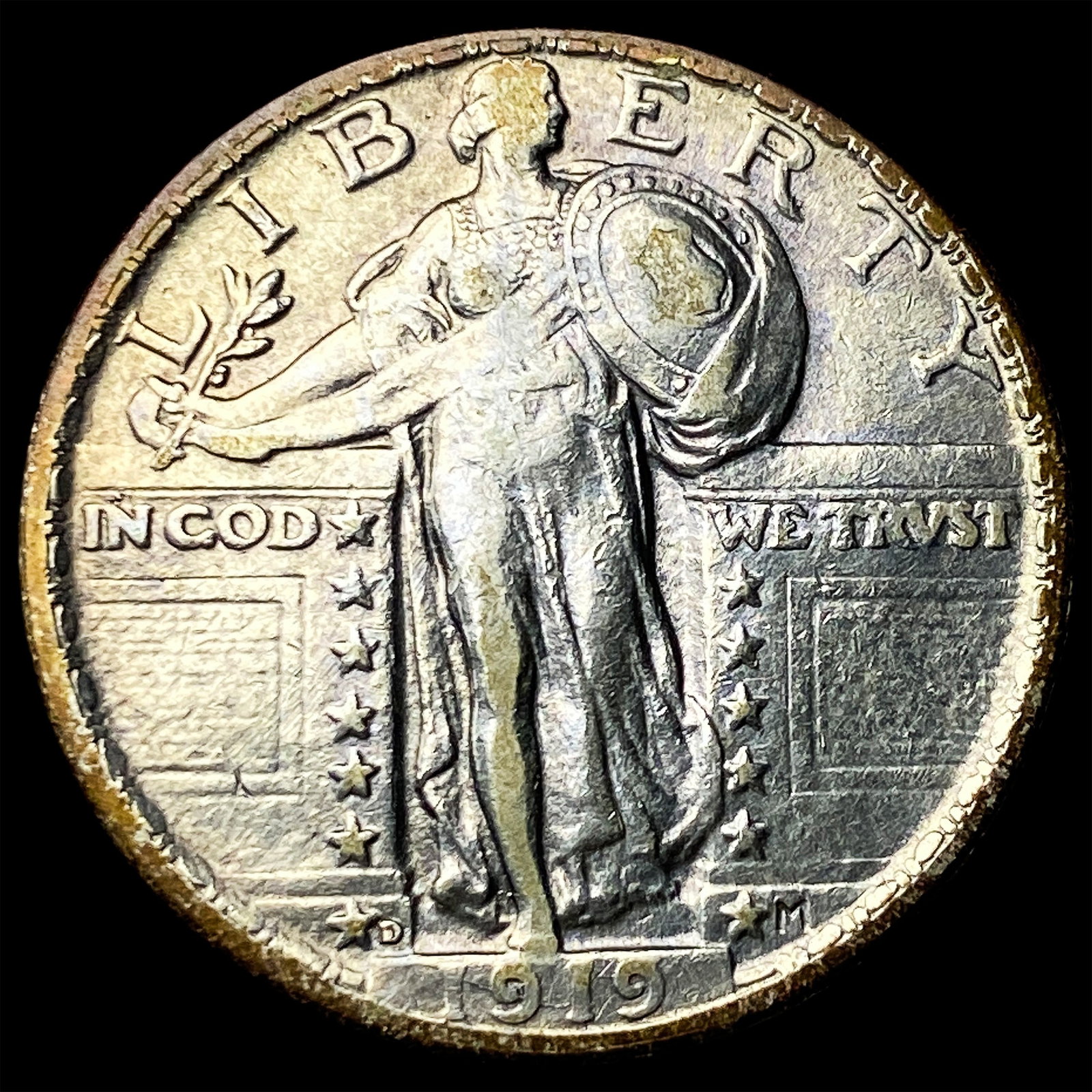 1919-D Silver Standing Liberty Quarter NEARLY UNCIRCULATED: 1919-D Silver Standing Liberty Quarter NEARLY UNCIRCULATED