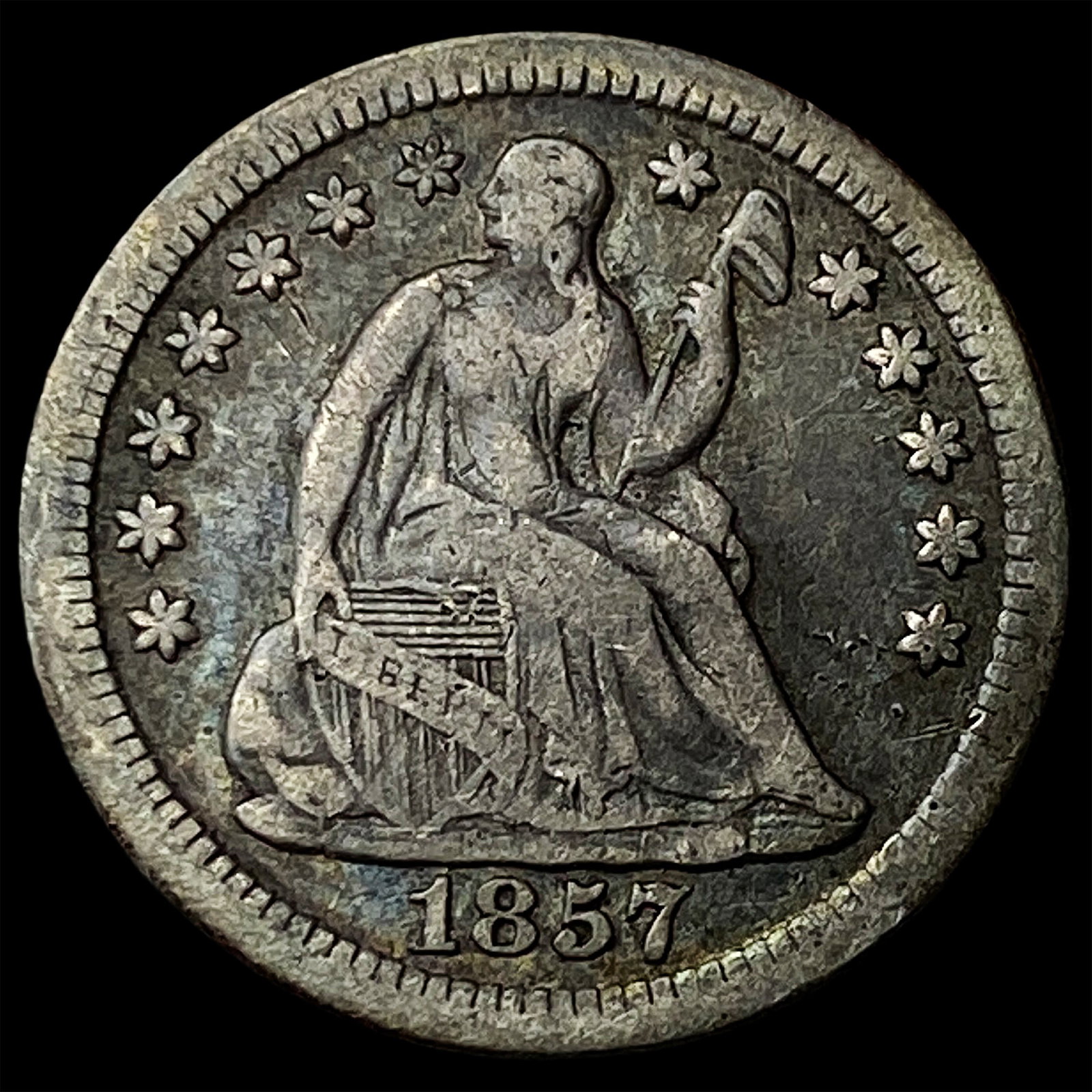 1857-O Silver Seated Liberty Half Dime LIGHTLY CIRCULATED: 1857-O Silver Seated Liberty Half Dime LIGHTLY CIRCULATED