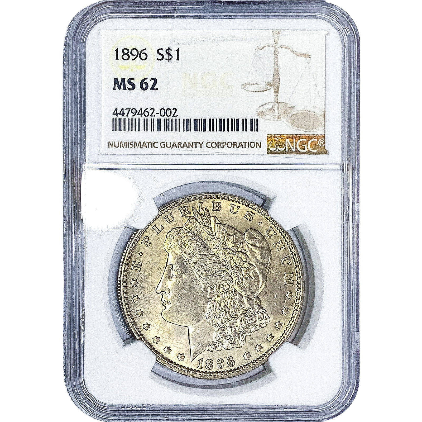 1896 Morgan Silver Dollar NGC MS62: 1896 Morgan Silver Dollar NGC MS62