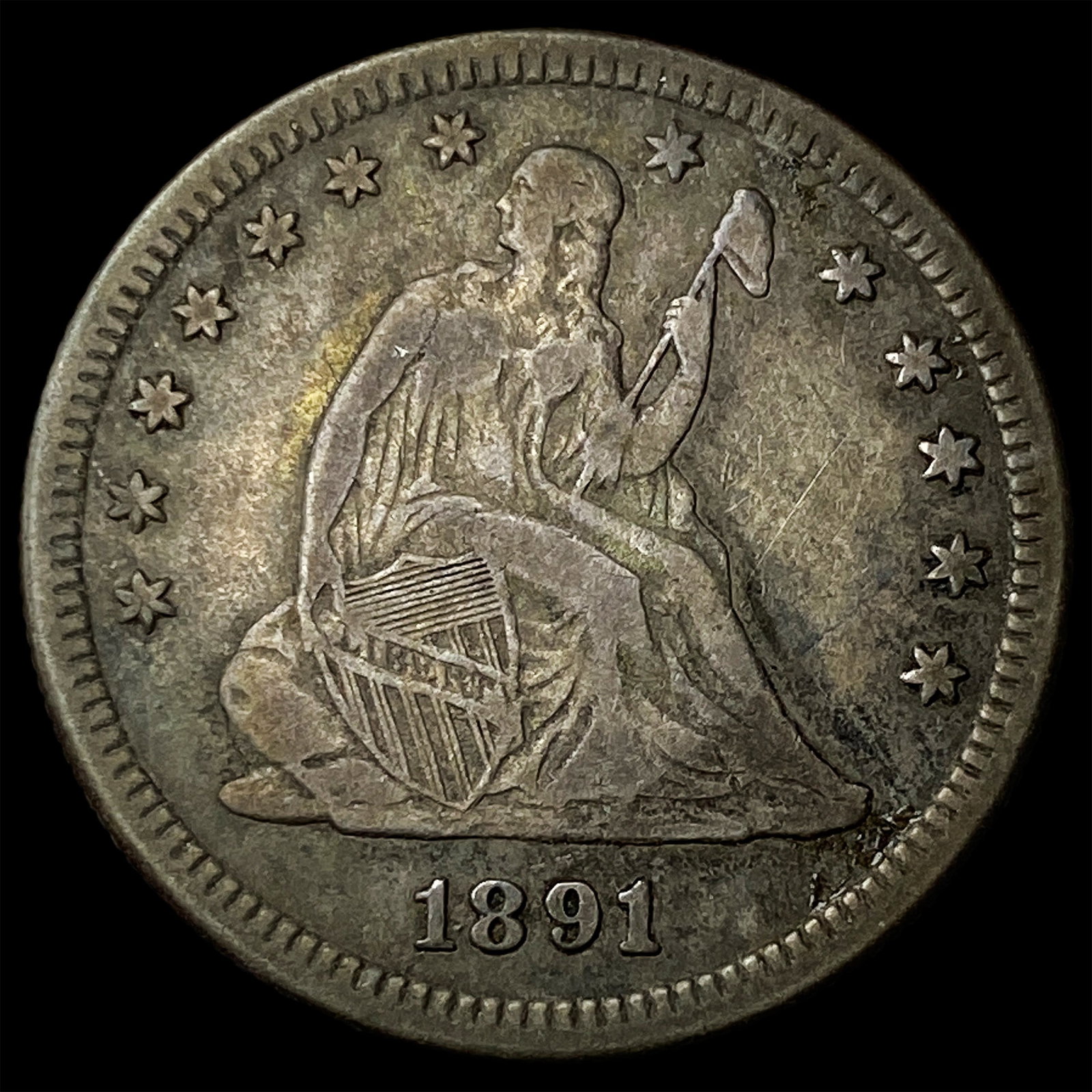 1891-S Silver Seated Liberty Quarter LIGHTLY CIRCULATED: 1891-S Silver Seated Liberty Quarter LIGHTLY CIRCULATED