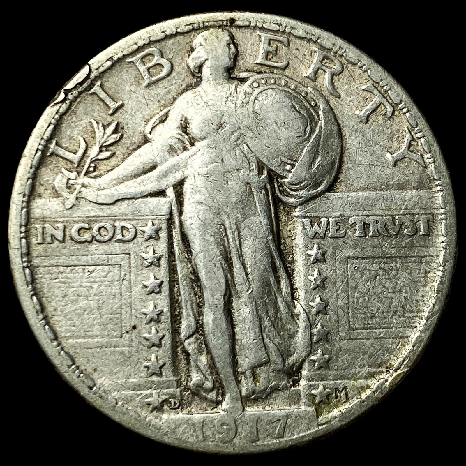 1917-D Type 2 Silver Standing Liberty Quarter LIGHTLY CIRCULATED: 1917-D Type 2 Silver Standing Liberty Quarter LIGHTLY CIRCULATED