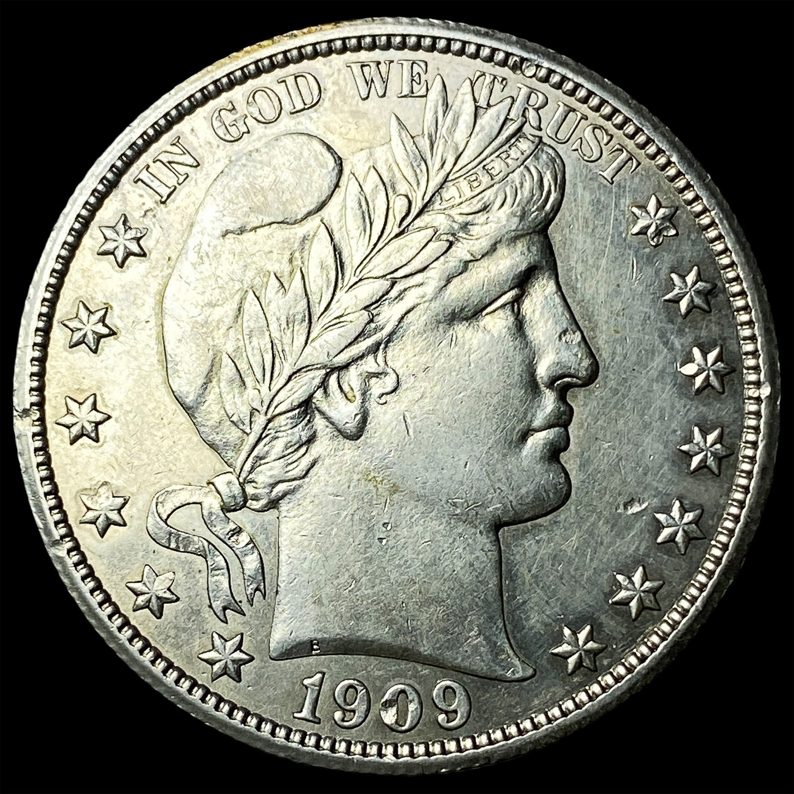 1909 Silver Barber Half Dollar CLOSELY UNCIRCULATED: 1909 Silver Barber Half Dollar CLOSELY UNCIRCULATED