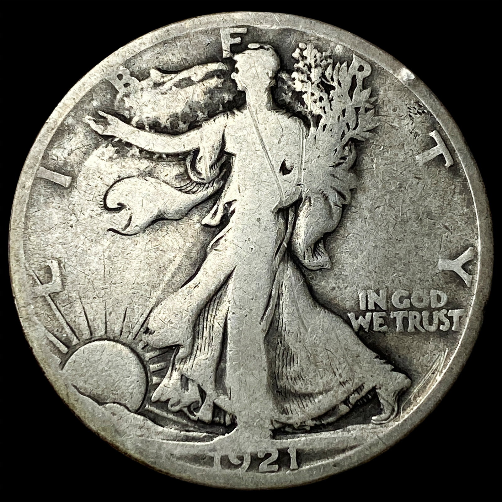 1921-S Silver Walking Liberty Half Dollar NICELY CIRCULATED: 1921-S Silver Walking Liberty Half Dollar NICELY CIRCULATED