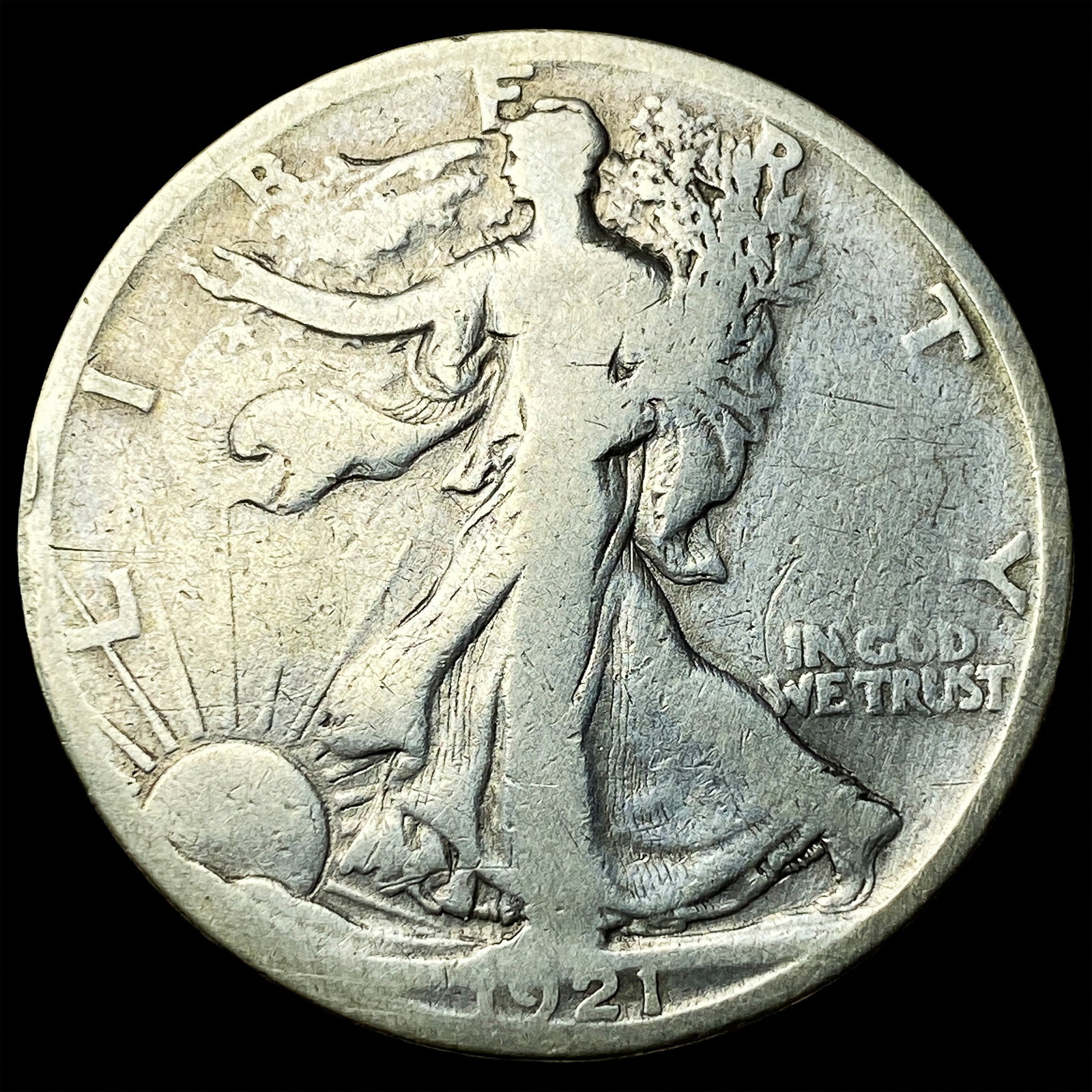 1921-S Silver Walking Liberty Half Dollar LIGHTLY CIRCULATED: 1921-S Silver Walking Liberty Half Dollar LIGHTLY CIRCULATED