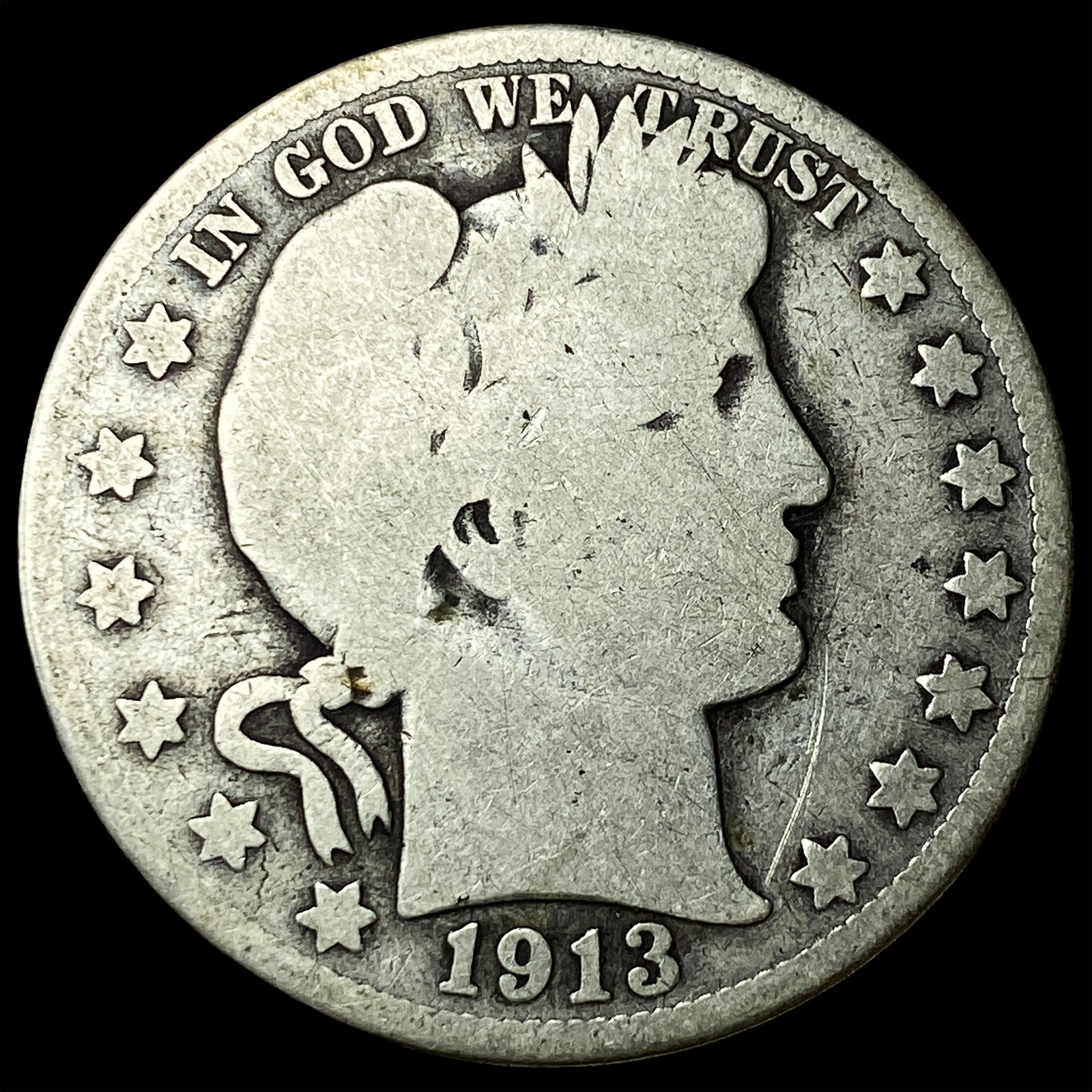 1913 Barber Half Dollar NICELY CIRCULATED: 1913 Barber Half Dollar NICELY CIRCULATED