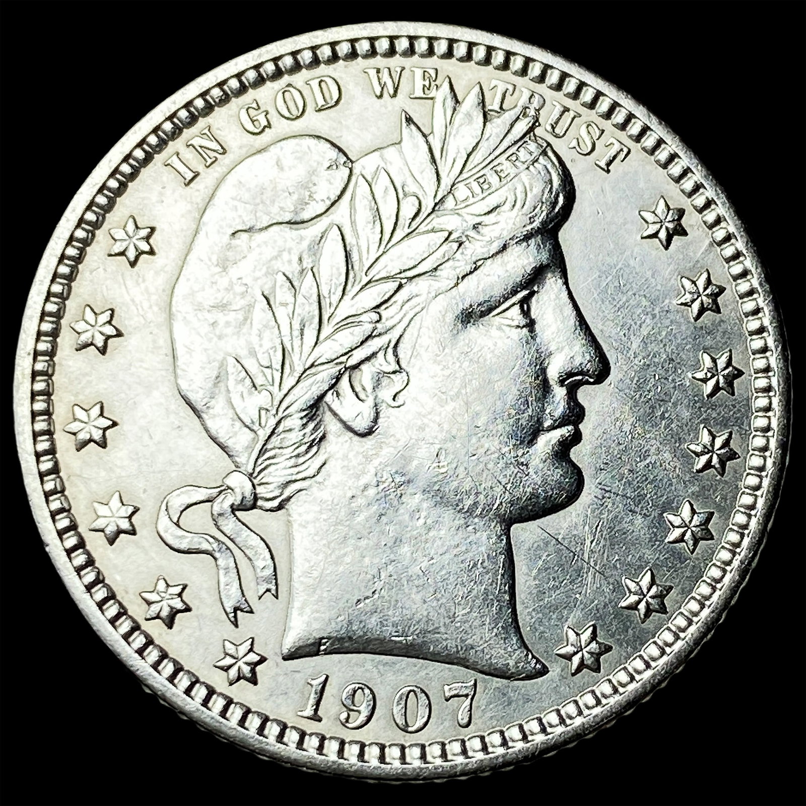 1907-O Silver Barber Quarter CLOSELY UNCIRCULATED: 1907-O Silver Barber Quarter CLOSELY UNCIRCULATED