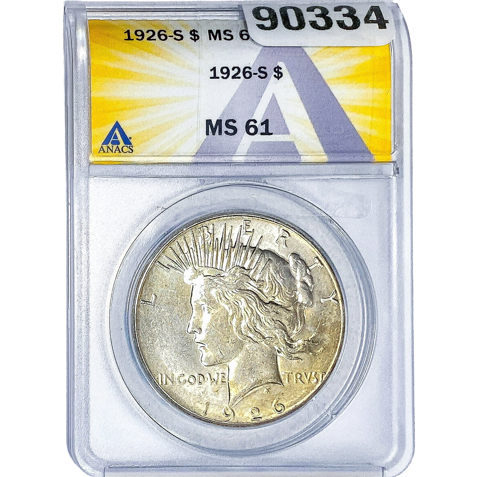1926-S Silver Peace Dollar ANACS MS61: 1926-S Silver Peace Dollar ANACS MS61
