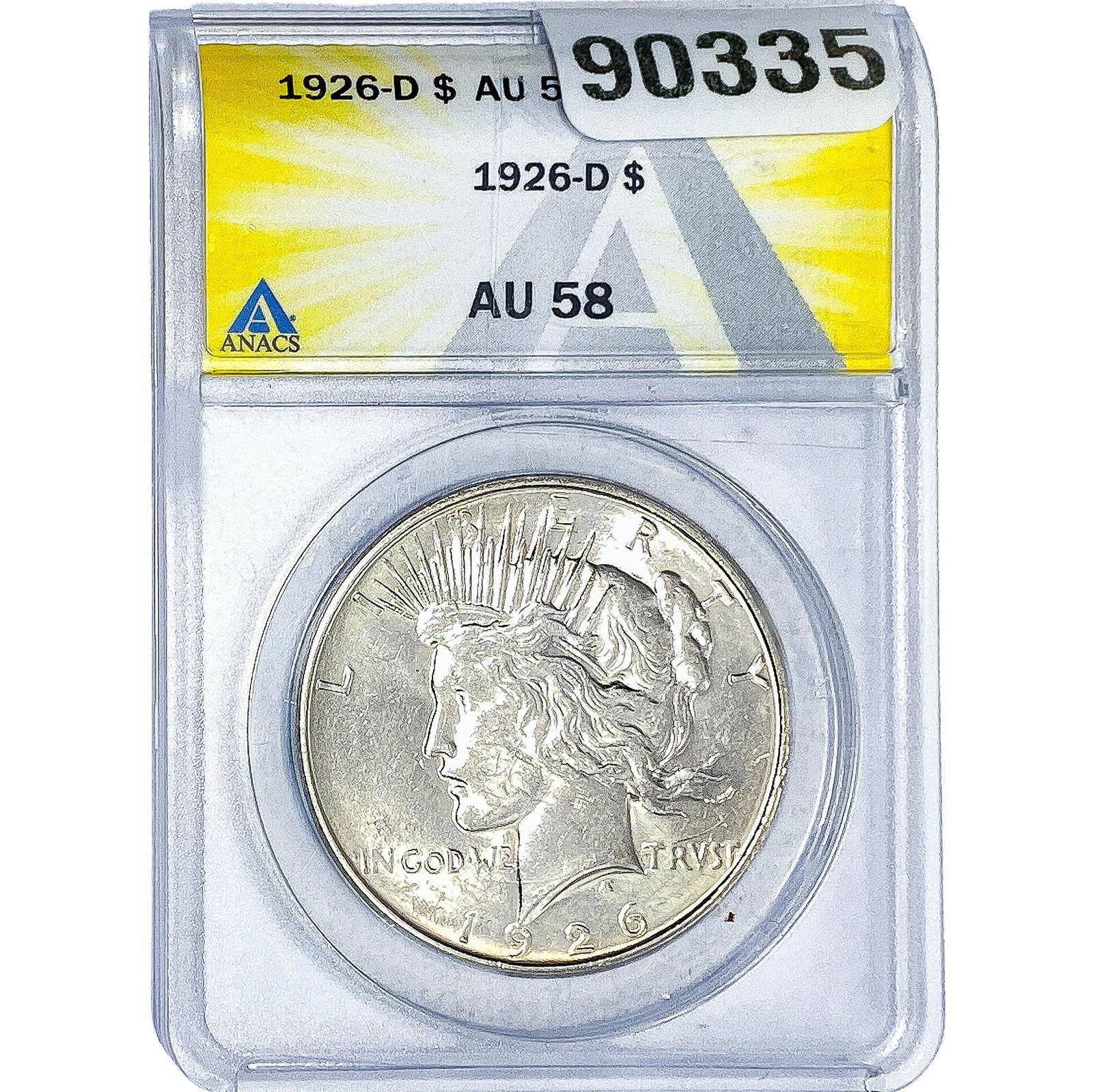 1926-D Silver Peace Dollar ANACS AU58: 1926-D Silver Peace Dollar ANACS AU58