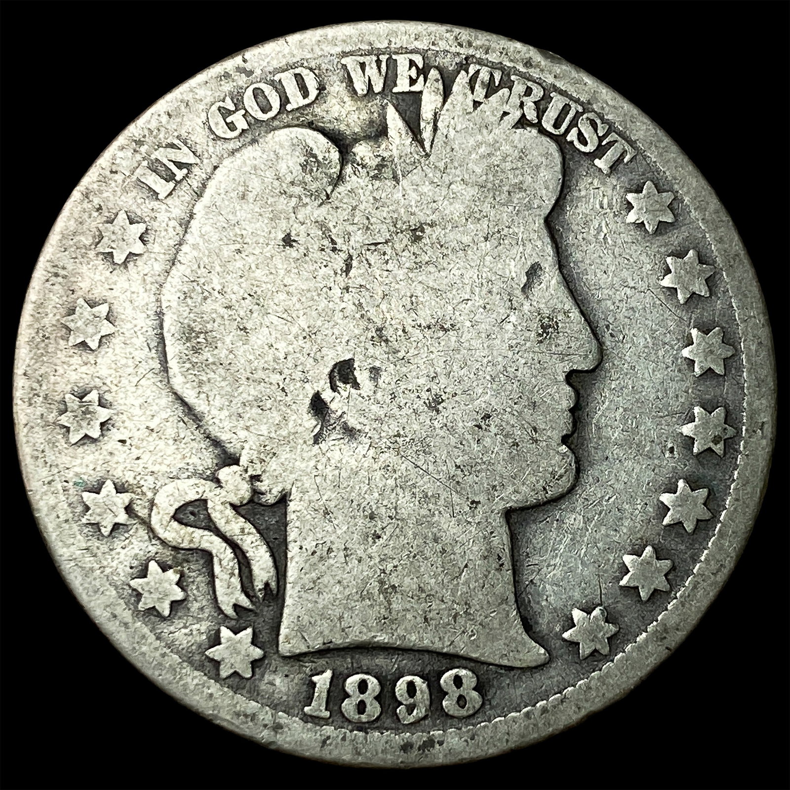 1898-O Silver Barber Half Dollar NICELY CIRCULATED: 1898-O Silver Barber Half Dollar NICELY CIRCULATED