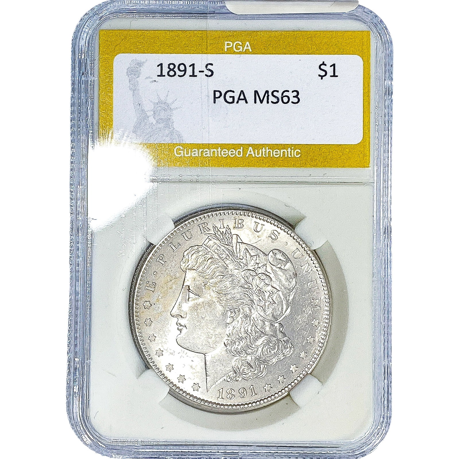 1891-S Morgan Silver Dollar PGA MS63: 1891-S Morgan Silver Dollar PGA MS63