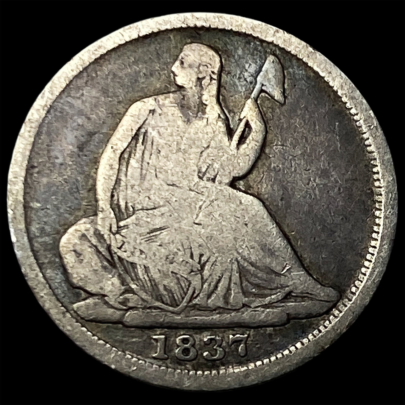 1837 Silver Seated Liberty Half Dime NICELY CIRCULATED: 1837 Silver Seated Liberty Half Dime NICELY CIRCULATED