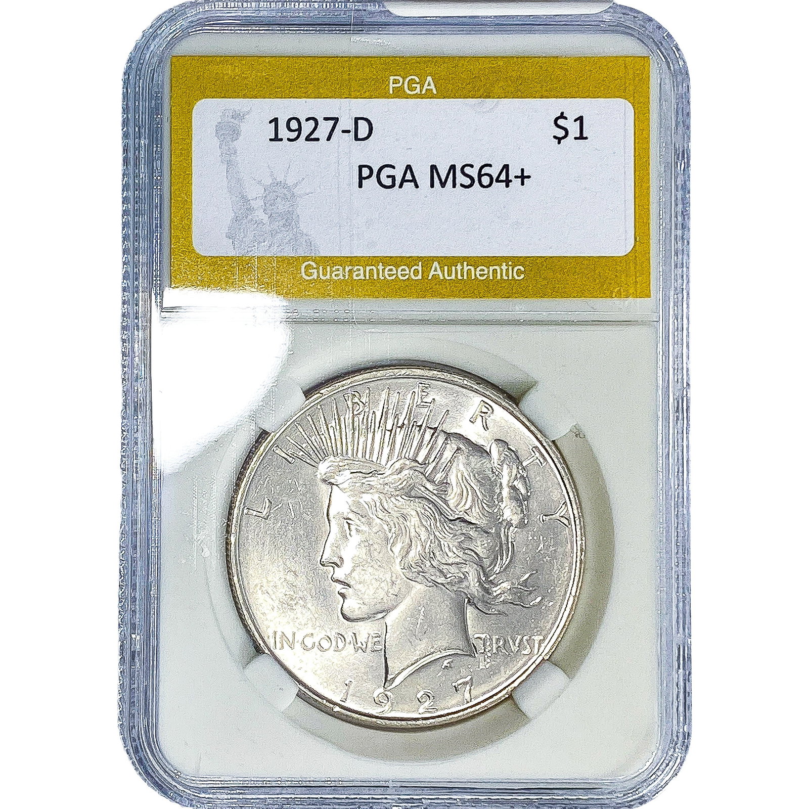 1927-D Silver Peace Dollar PGA MS64+: 1927-D Silver Peace Dollar PGA MS64+